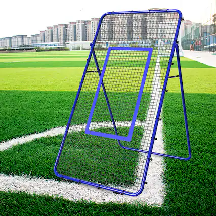 Front. Oumilen - Adjustable Rebounder Net for Ball Training, Blue - Blue.