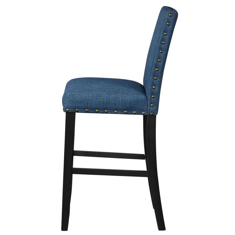 Left. New Classic Furniture - Furniture Crispin Solid Wood 29" Barstool - Marine Blue (Set of 2) - Blue.