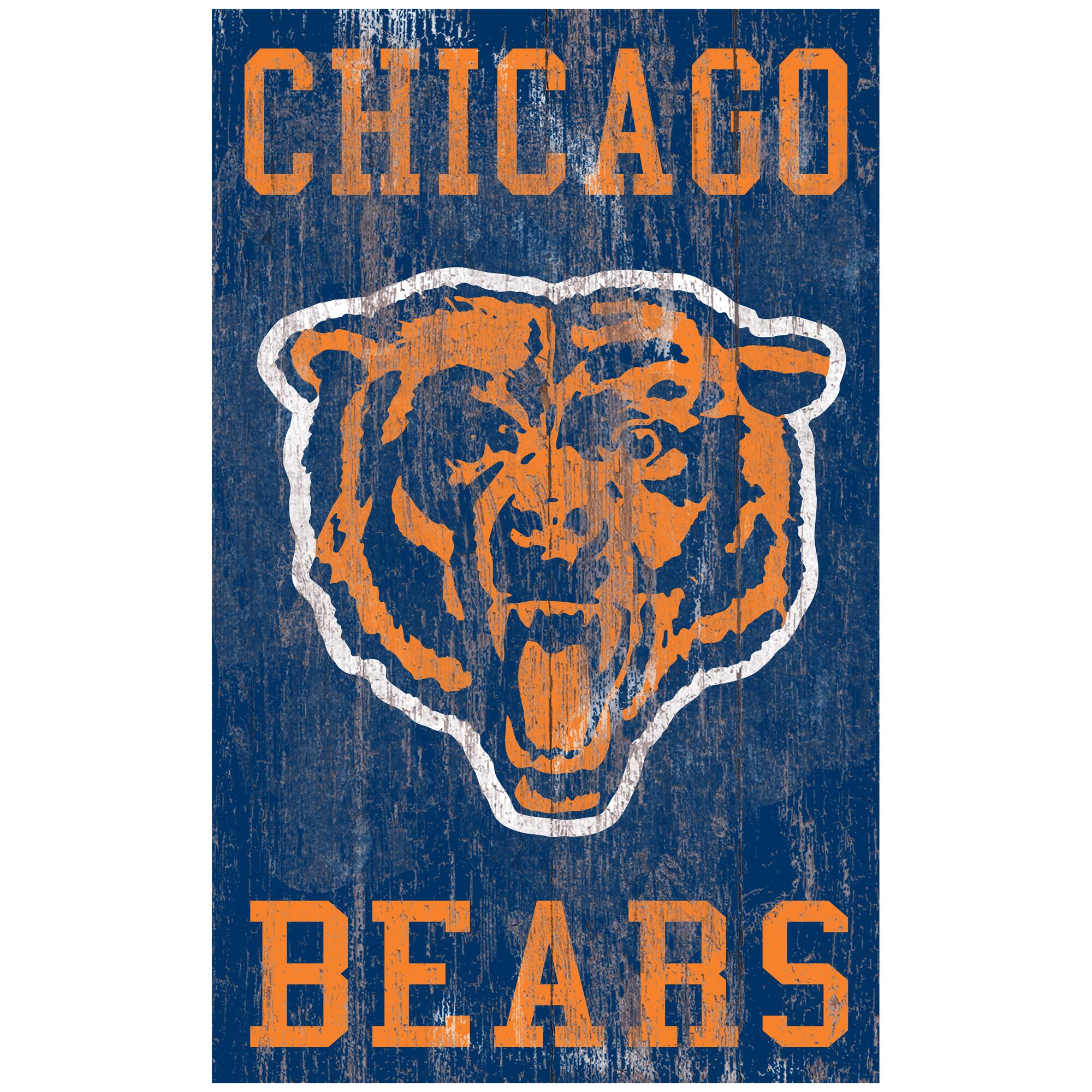 Chicago Bears 11'' x 19'' Heritage Distressed Logo Sign