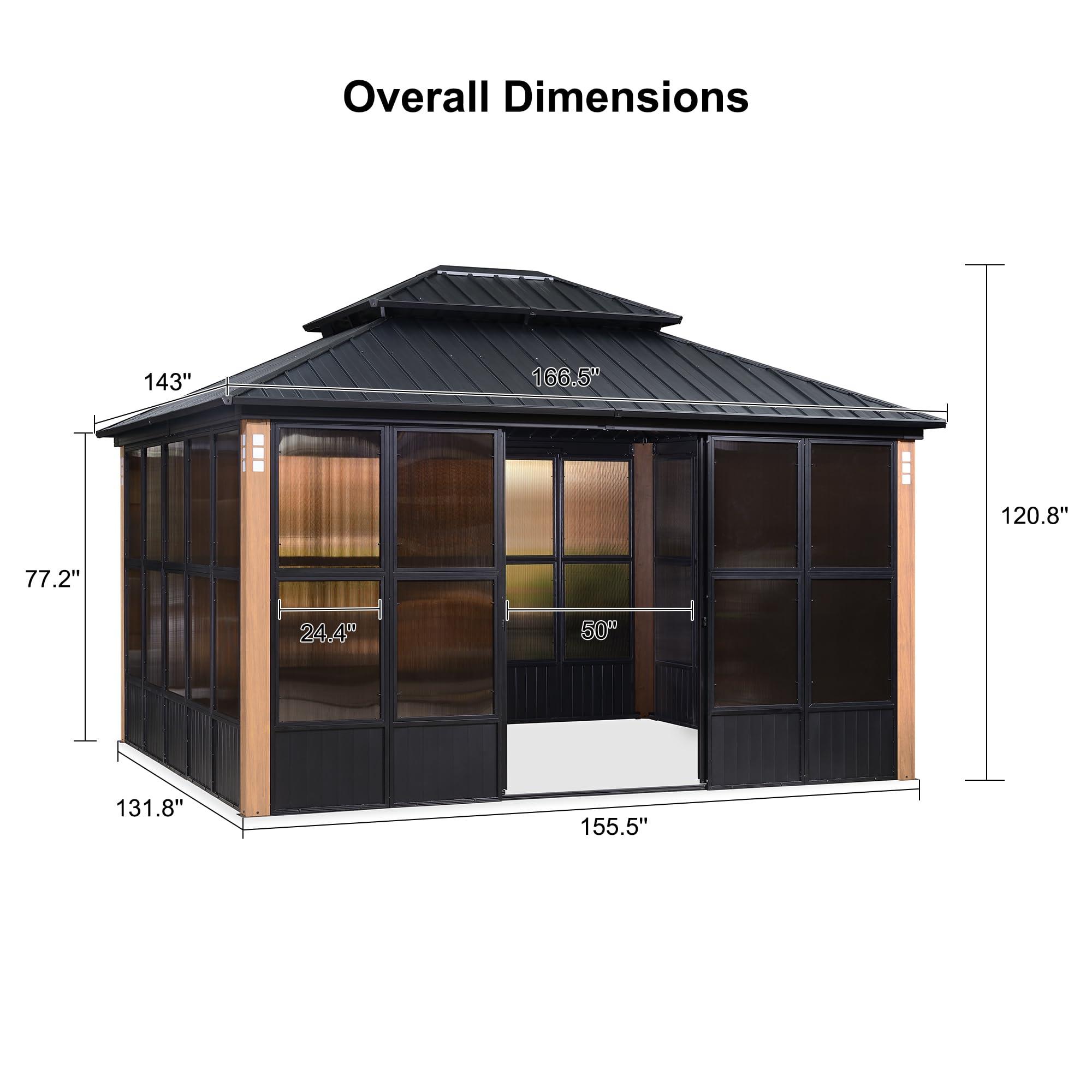 Overall Dimensions: 143" x 166.5" x 120.8" x 77.2" x 24.4" x 50" x 131.8" x 155.5"