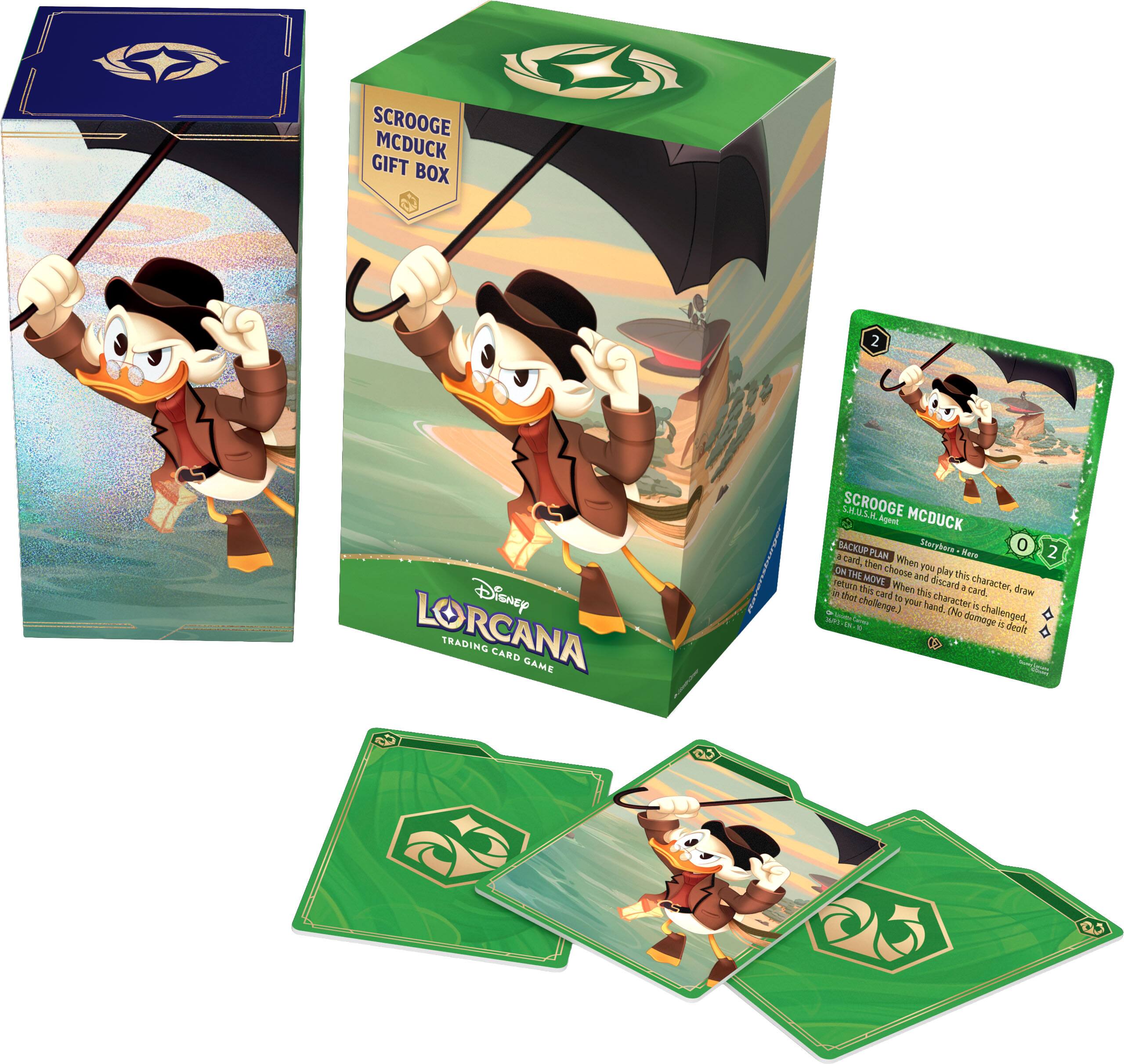 SCROOGE MCDUCK GIFT BOX 2 Disney LORCANA TRADING CARD GAME

SCROOGE MCDUCK

BACKUP PLAN
Storyline: When you play this card, draw 2 cards. When this card is challenged, the damage is dealt to your hand.