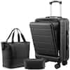 Front. LUGGEX - LUGGEX 3 Piece Sets Carry On Luggage Airline Approved with Front Pocket for Laptop and Tote Bag - FX-Lite - Black.