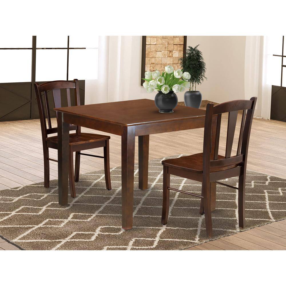 Alt View 3. East West Furniture - OXDL3-MAH-W - 3-Pc Dining Room Table Set- 2 Wooden Chair and Kitchen Dining Table - Wooden Seat and Slatted Chair Back - Mahogany.