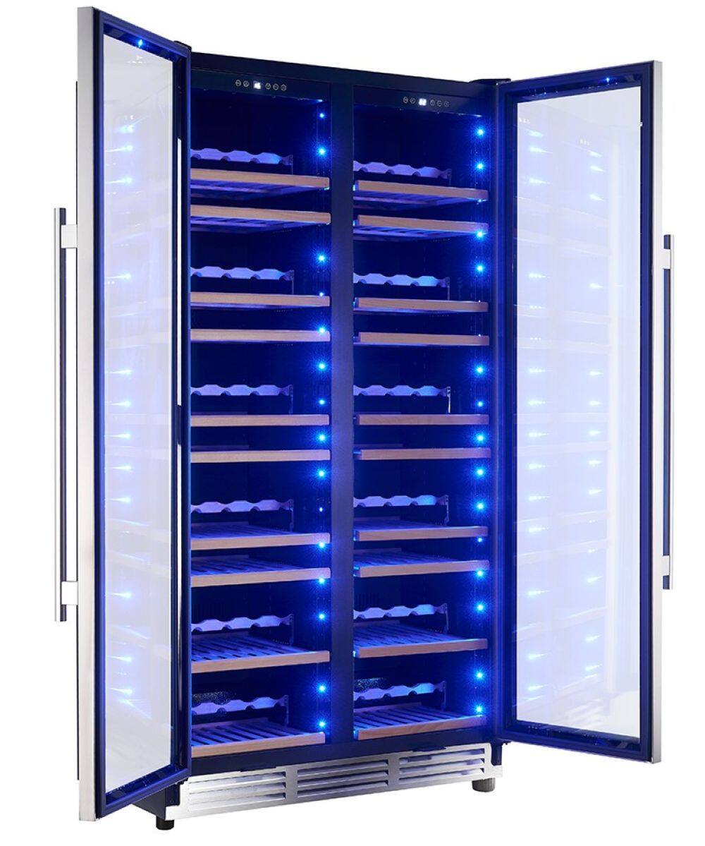 Left. Forno Appliances - Vernazza 166-Bottle Dual Zone Wine Cellar - Stainless steel.