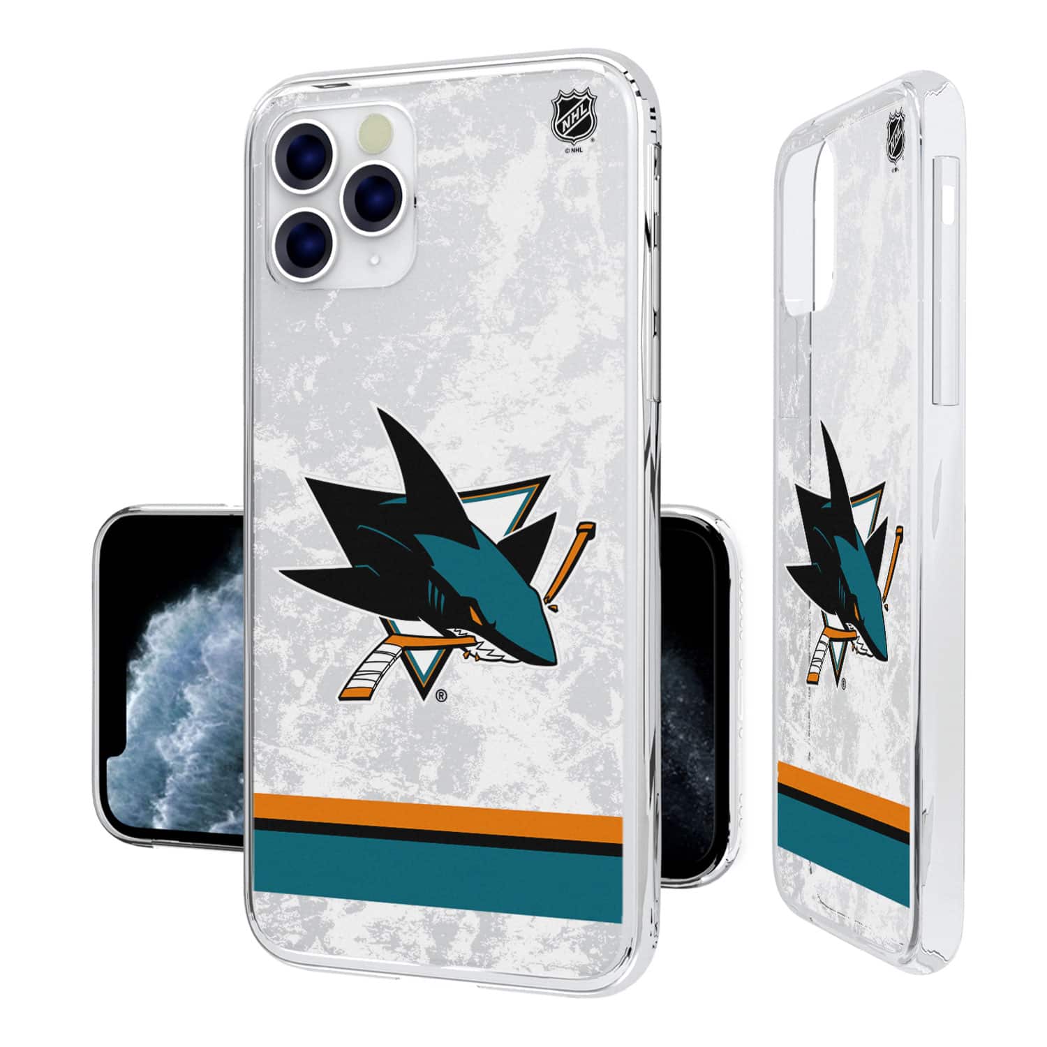 Keyscaper - NHL - San Jose Sharks iPhone Stripe Clear Ice Case - 16e - Multicolor