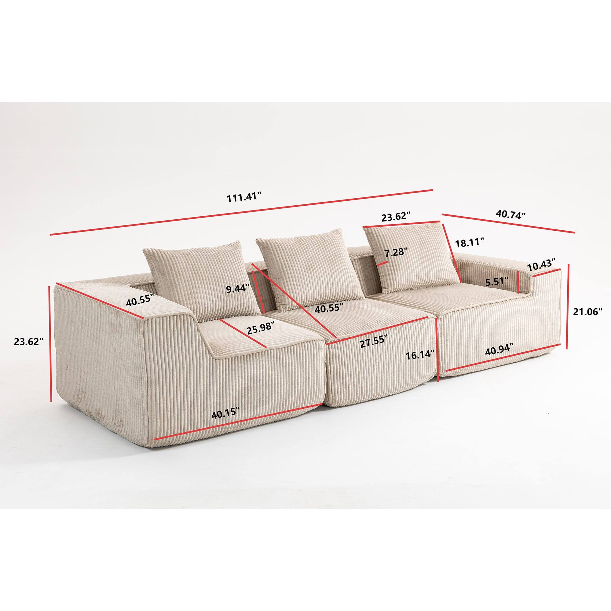 Width: 111.41", Depth: 23.62", Height: 40.74", Depth: 23.62", Width: 40.55", Depth: 9.44", Width: 25.98", Depth: 18.11", Width: 7.28", Depth: 10.43", Width: 5.51", Width: 40.55", Depth: 21.06", Width: 27.55", Depth: 16.14", Width: 40.94", Width: 40.15"