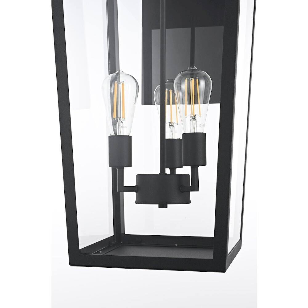 Alt View 1. Elegant Lighting - William 12 Inch Outdoor Wall Sconce In Black - Black.