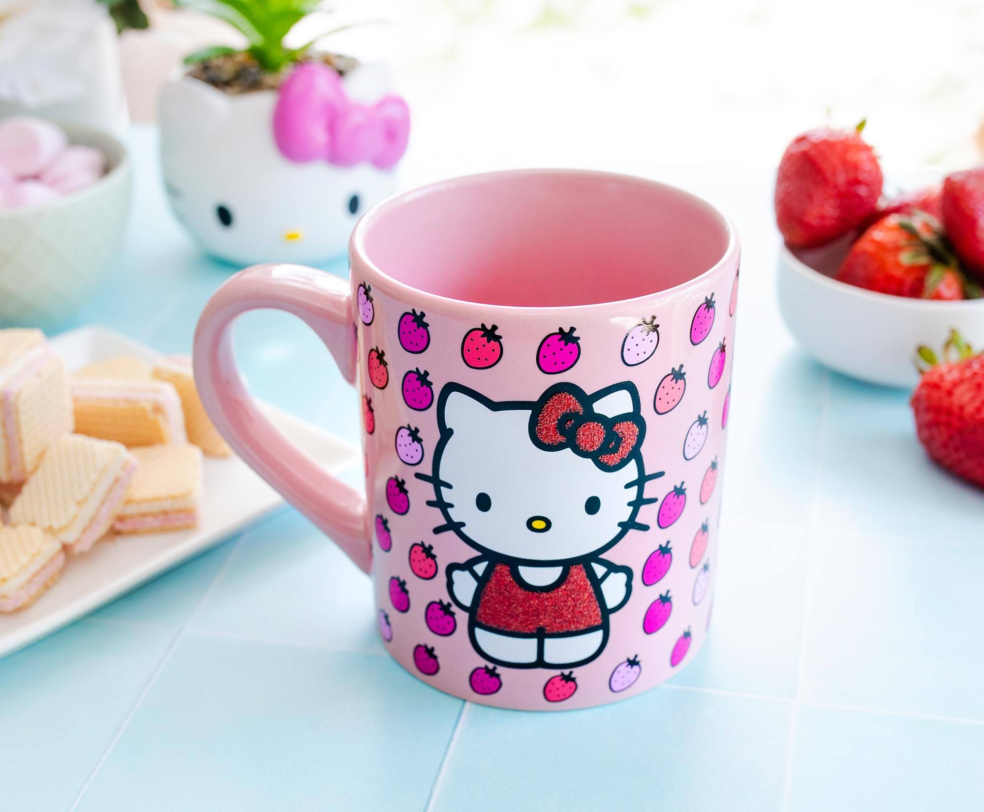 Alt View 2. Silver Buffalo - Sanrio Hello Kitty Glitter Strawberry Ceramic Mug | Holds 14 Ounces - Pink.