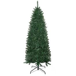 BreeBe - 6 ft Tall Unlit Slim Fir Artificial Christmas Tree with Realistic Branches - Green