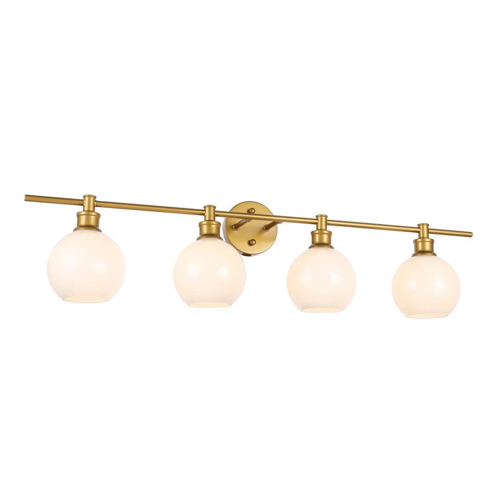 Back. Living District - Collier 4 light Brass and Frosted white glass Wall sconce - Brass And Frosted White Glass.