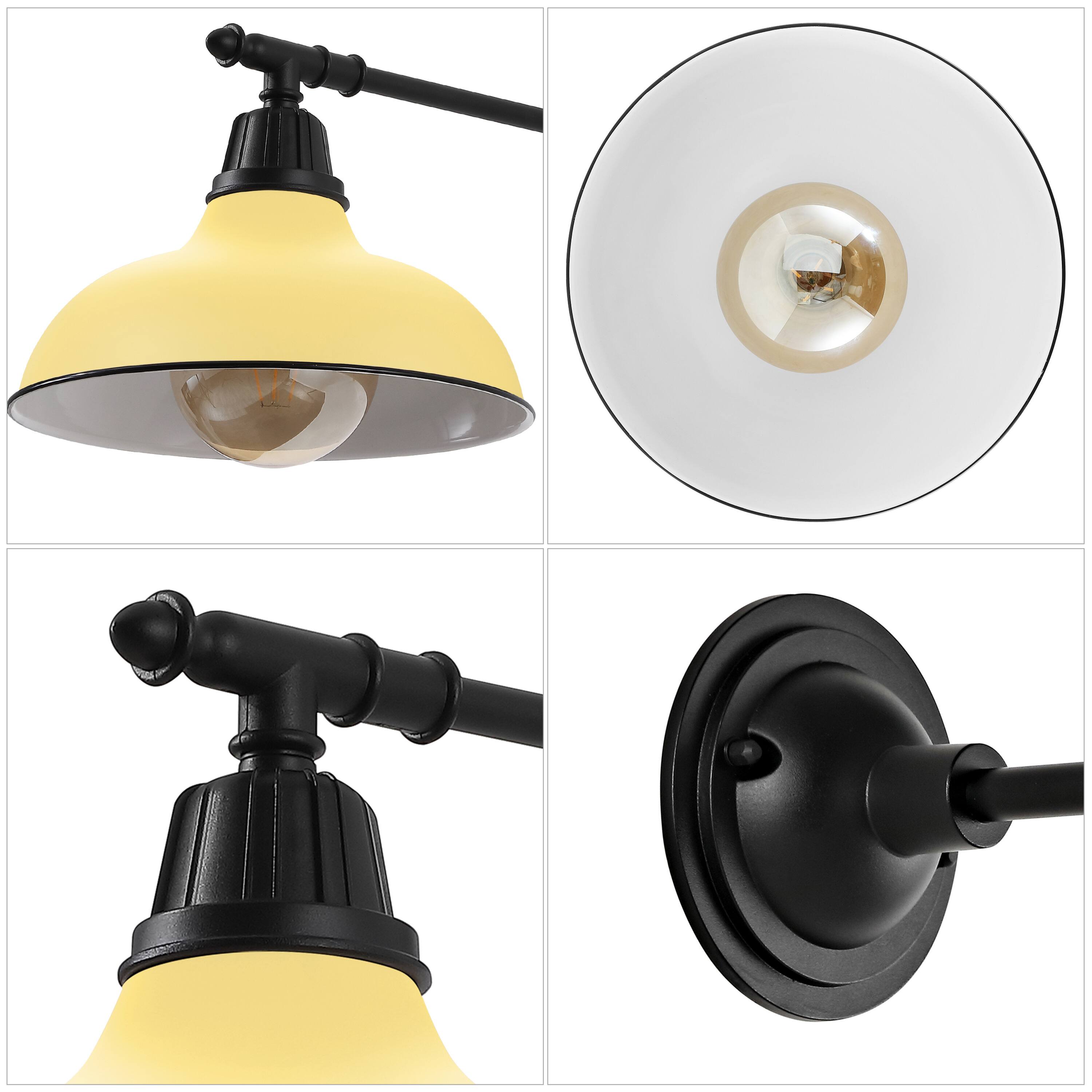 Alt View 6. Jonathan Y - Wallace 12.25" 1-Light Farmhouse Industrial Indoor/Outdoor Iron LED Victorian Arm Outdoor Sconce, Matte Yellow/Black - Matte Yellow/Black.