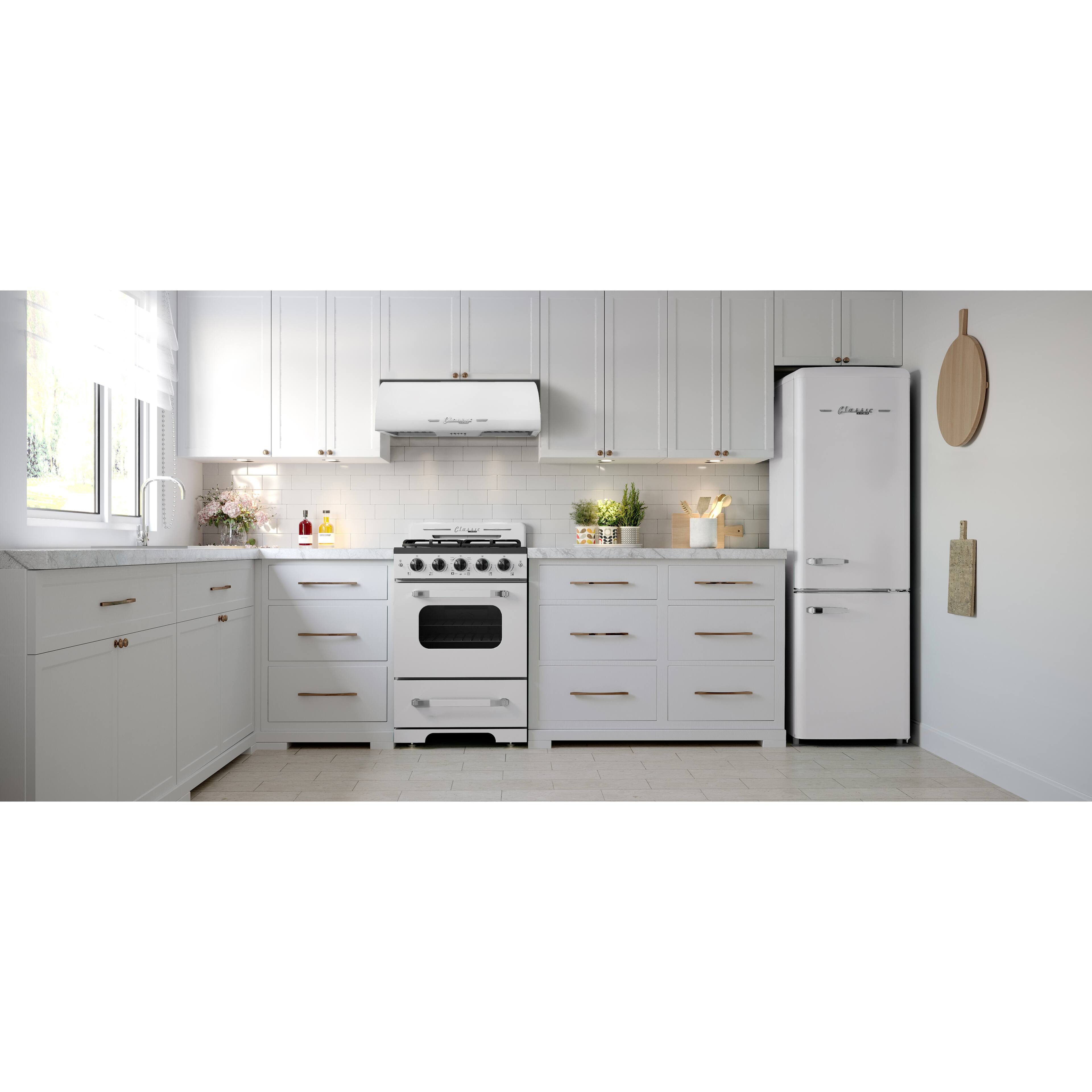 Alt View 13. Unique Appliances - Classic Retro 24" 500 CFM Ducted Under Cabinet Range Hood with LED Lighting - Marshmallow White.