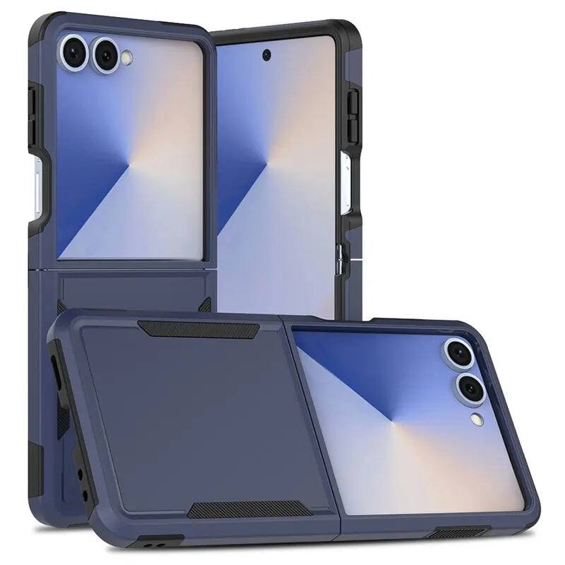 Front. Entronix - Entronix Soft-Touch Dual-Layer Case for Samsung Galaxy Z Flip 7 - Secure and Stylish Protection - Navy Blue.