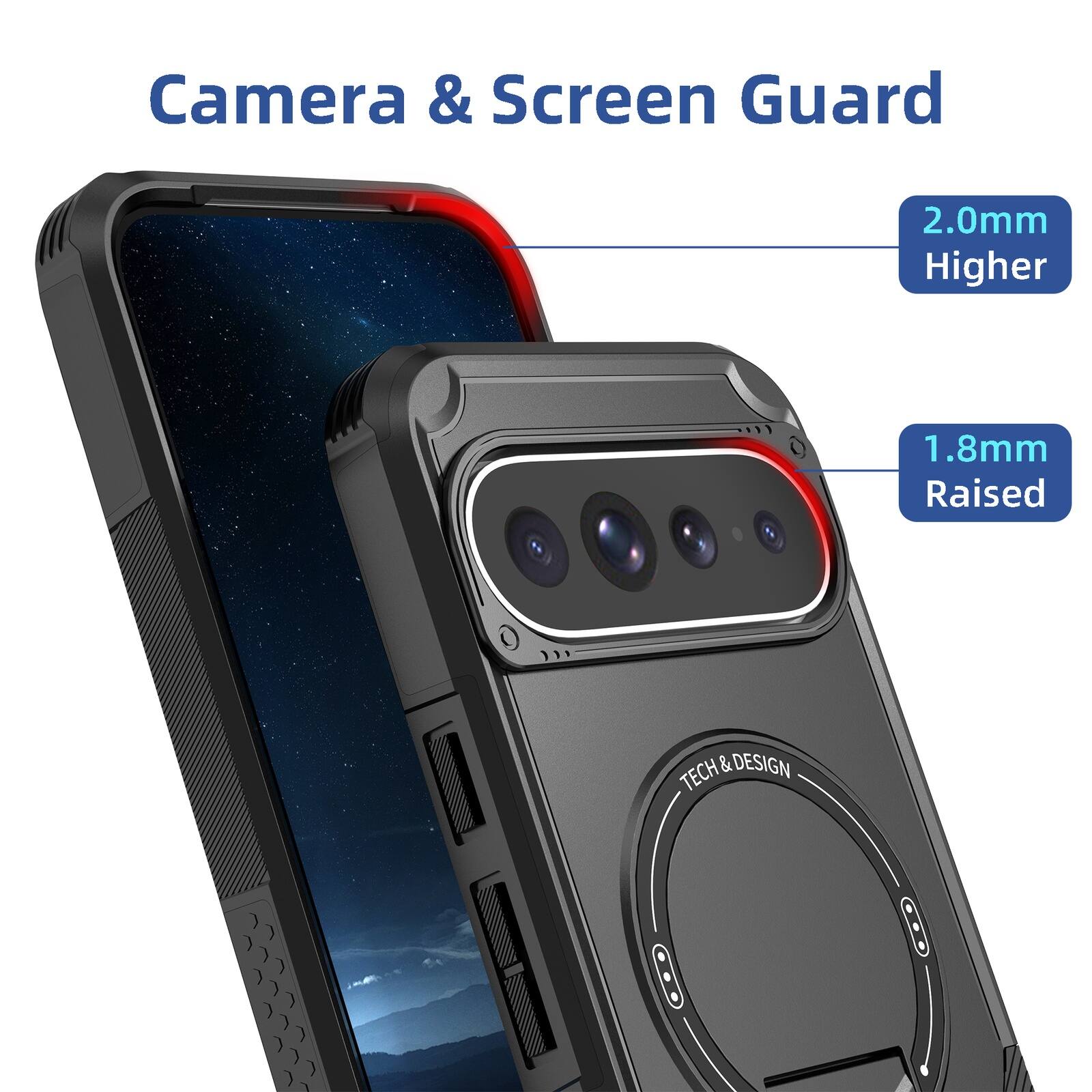 Camera & Screen Guard

2.0mm Higher

1.8mm Raised

TECH & DESIGN