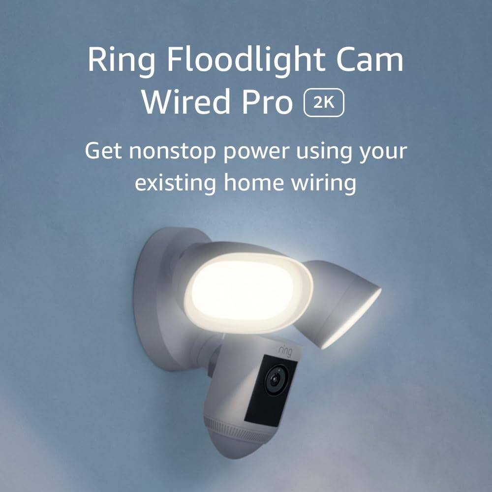 Ring Floodlight Cam
Wired Pro 2K
Get nonstop power using your existing home wiring
