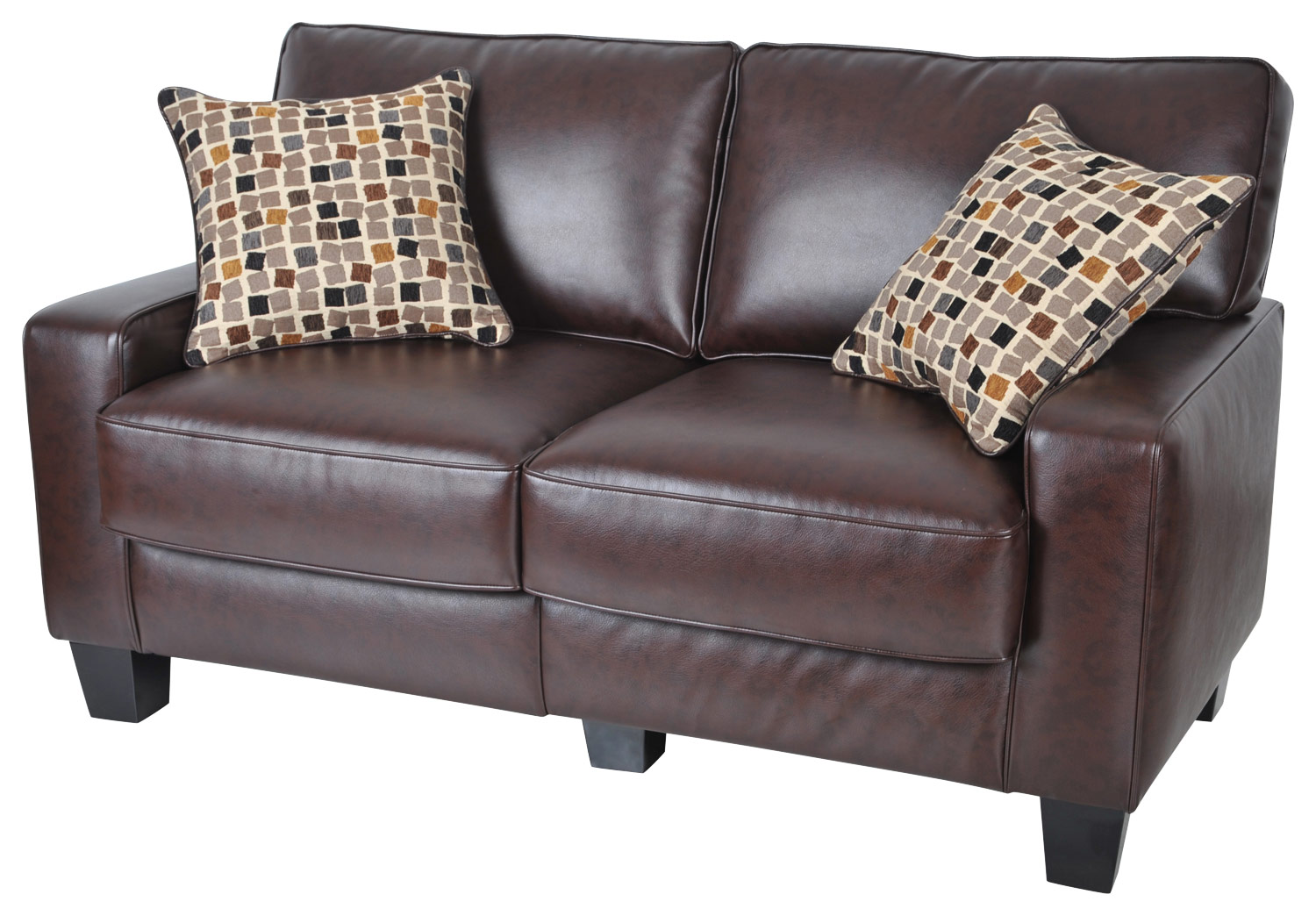 Serta - RTA Monaco Collection 61" Leather Loveseat Sofa - Biscuit Brown