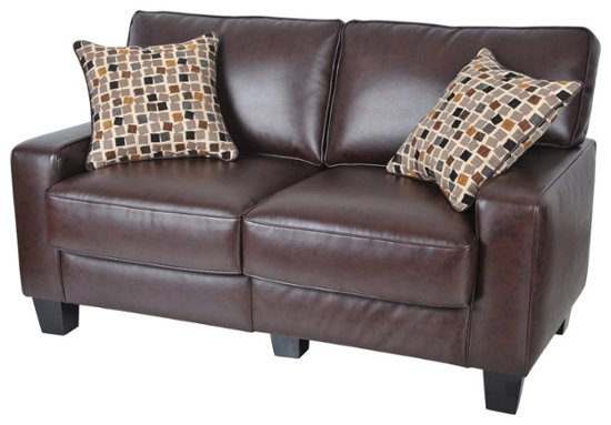 Serta - RTA Monaco Collection 61" Leather Loveseat Sofa - Biscuit Brown - Front_Standard