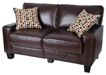 Serta - RTA Monaco Collection 61" Leather Loveseat Sofa - Biscuit Brown - Front_Zoom
