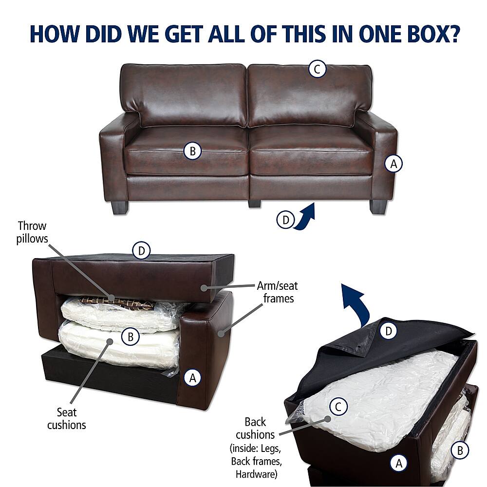 Best Buy Serta RTA Monaco Collection 61" Leather Loveseat Sofa Biscuit