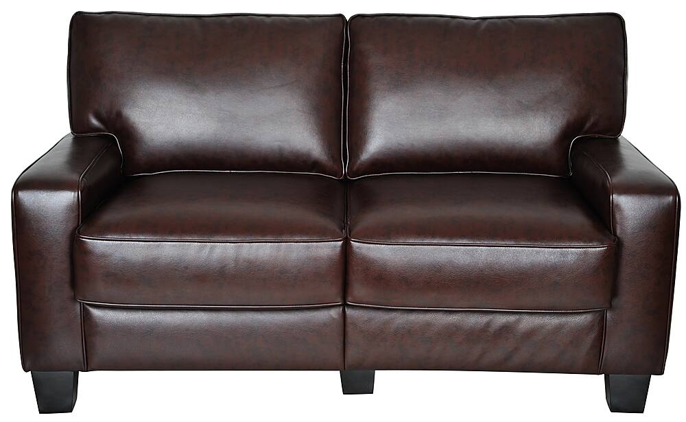 rta monaco biscuit brown espresso faux leather sofa