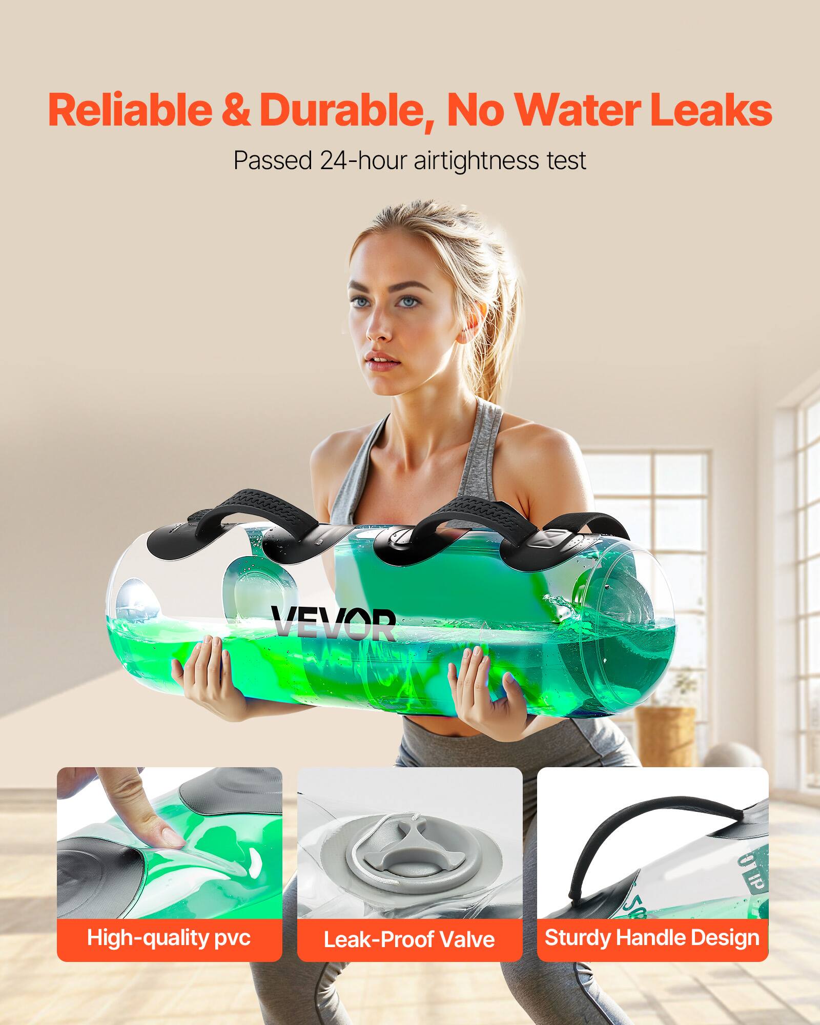 Reliable & Durable, No Water Leaks
Passed 24-hour airtightness test
VEVOR
I UTP
High-quality pvc
Leak-Proof Valve
Sturdy Handle Design