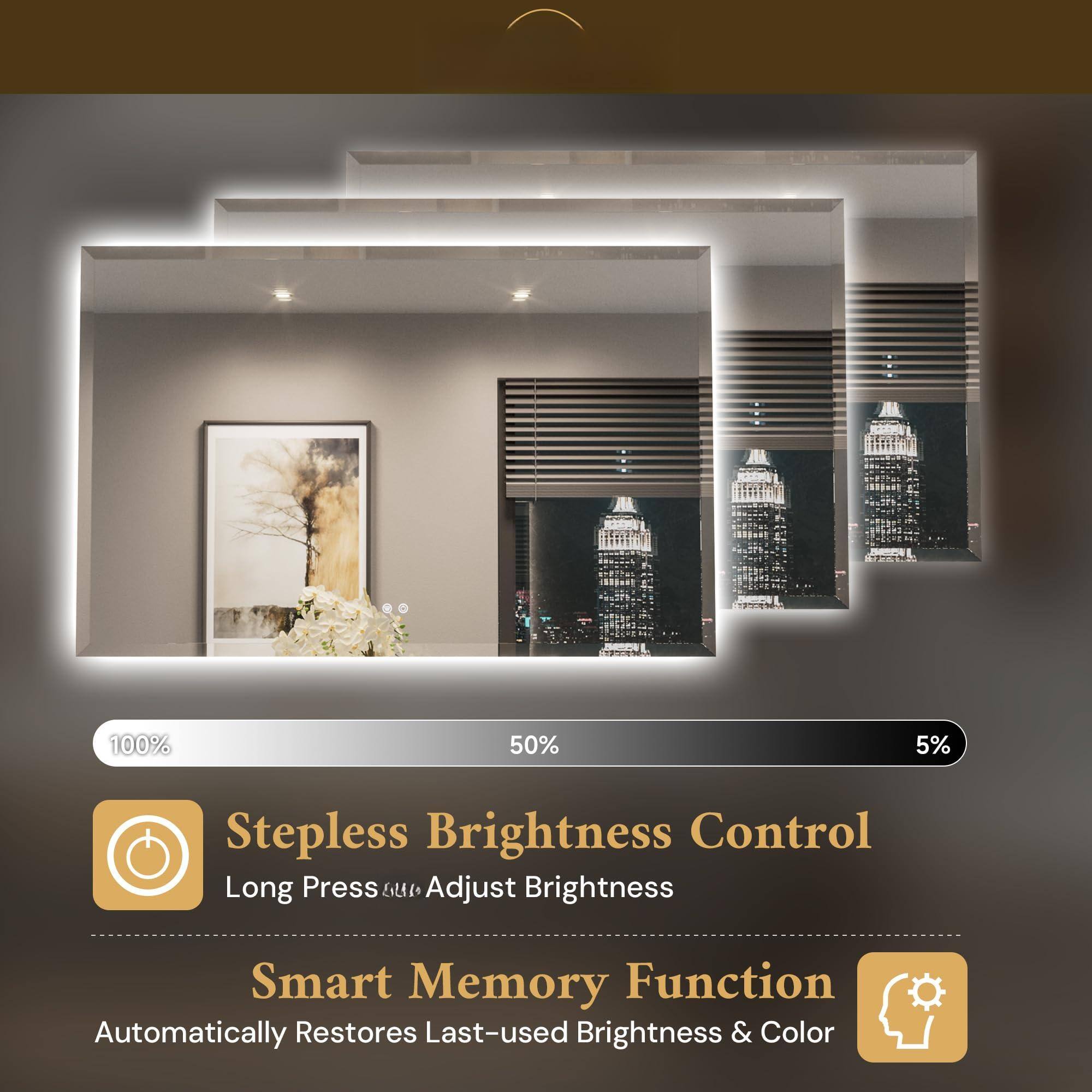 100% 50% 5% Stepless Brightness Control Long Press to Adjust Brightness Smart Memory Function Automatically Restores Last-used Brightness & Color