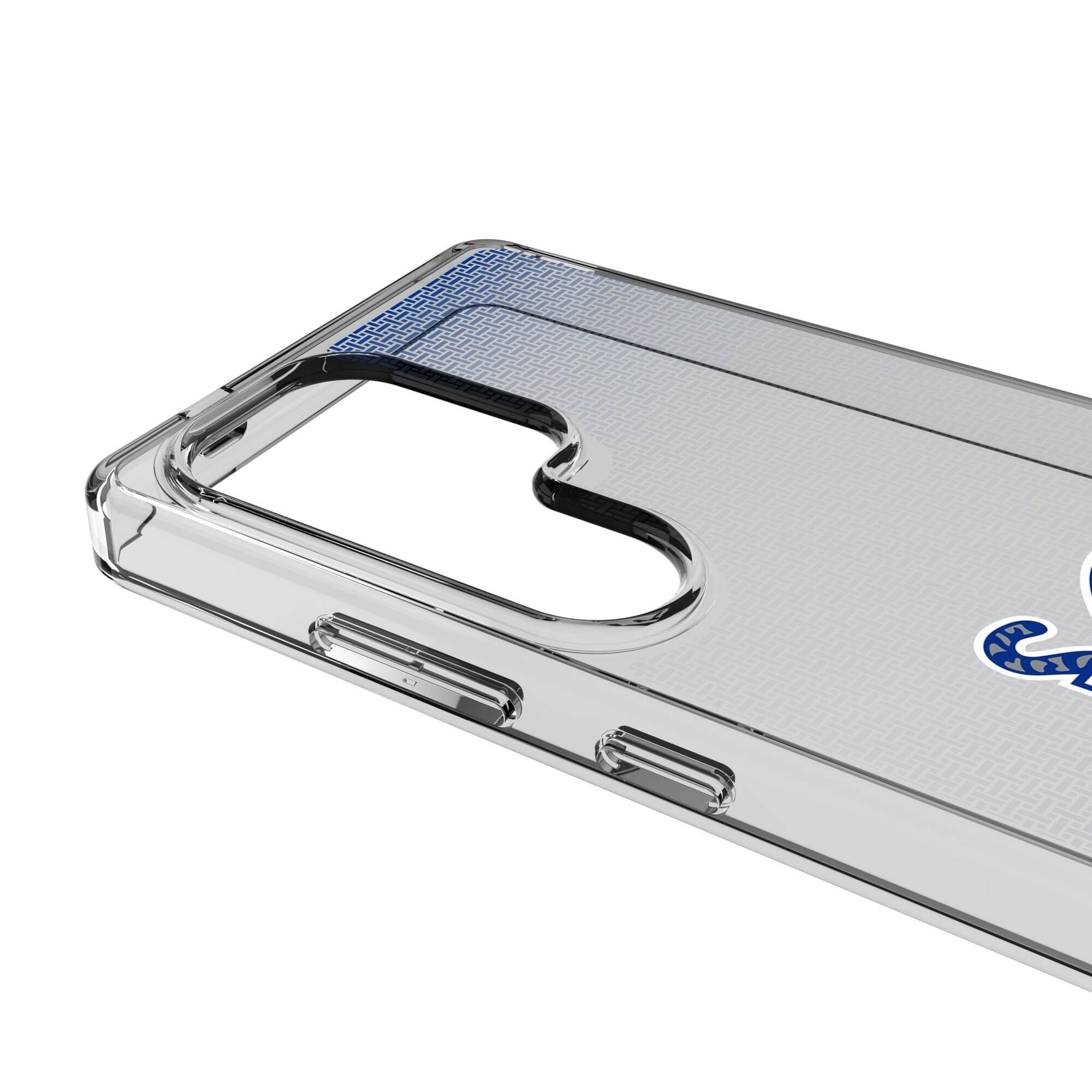Alt View 2. Keyscaper - Memphis Tigers Linen Logo Galaxy Clear Case - S22 - Multicolor.