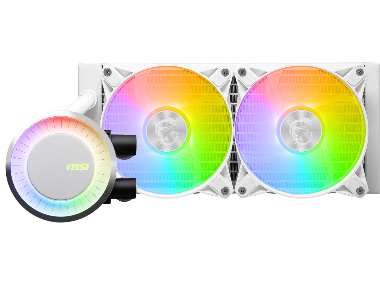 Alt View 1. MSI - MSI MAG CoreLiquid E240 White - 240mm AIO Liquid Cooler with Dual ARGB Fans, Rotating Cap, LGA 1851/1700, AM5 - White.