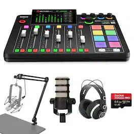 RODE - RODECaster Pro II Integrated Audio Production Studio Console Bundle with PodMic Microphone, TAPH500 Headphones,