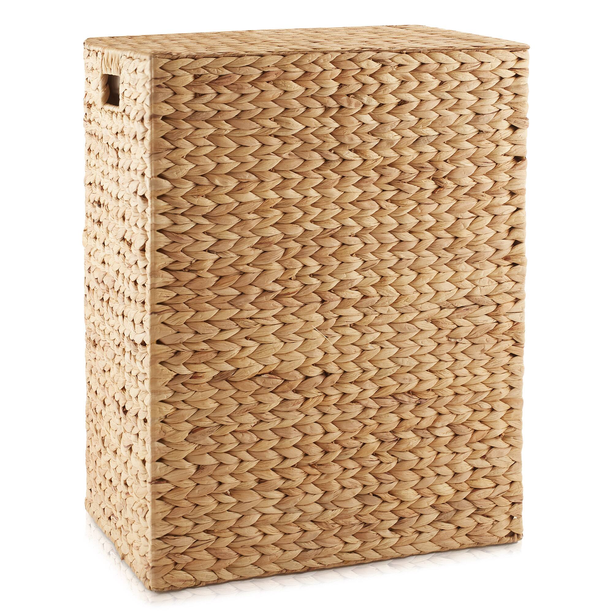 Alt View 3. Casafield - Large Laundry Hamper Basket w Lid and Liner - Water Hyacinth - Natural.