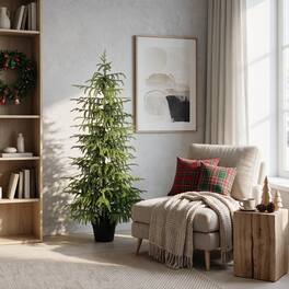 Jandcase - 4FT Artificial Real Touch Norfolk Pine Tree 1pc/set, Potted Plants for Christmas, Easy Fluff & Store, Indoor Outdoor - Green Leaves