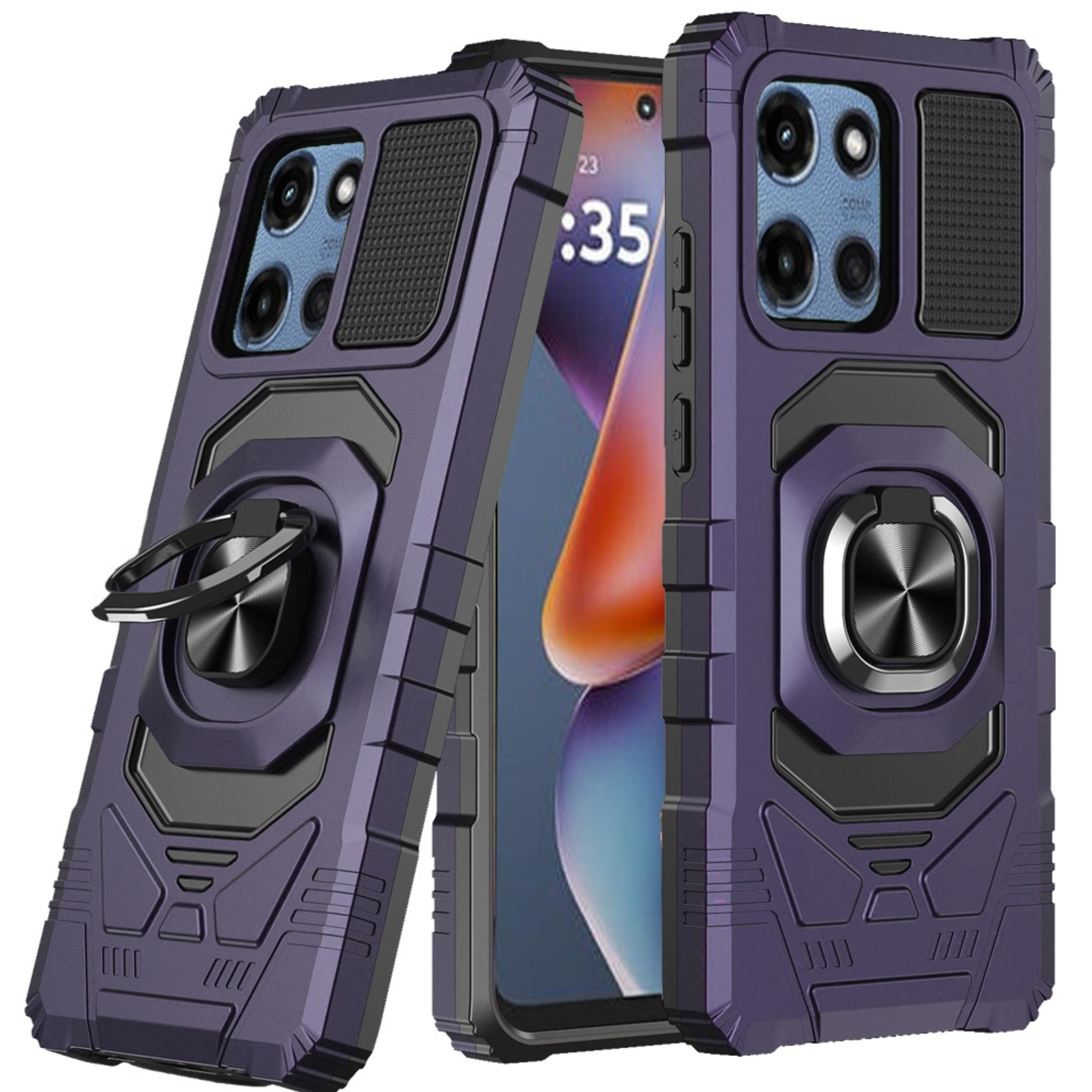 Kitcheniva - Rugged Shockproof Metal Stand Case With Tempered Glass For Moto G 2025 / 2026 / Play 2026 - Dark Purple price history on PriceWatchPro