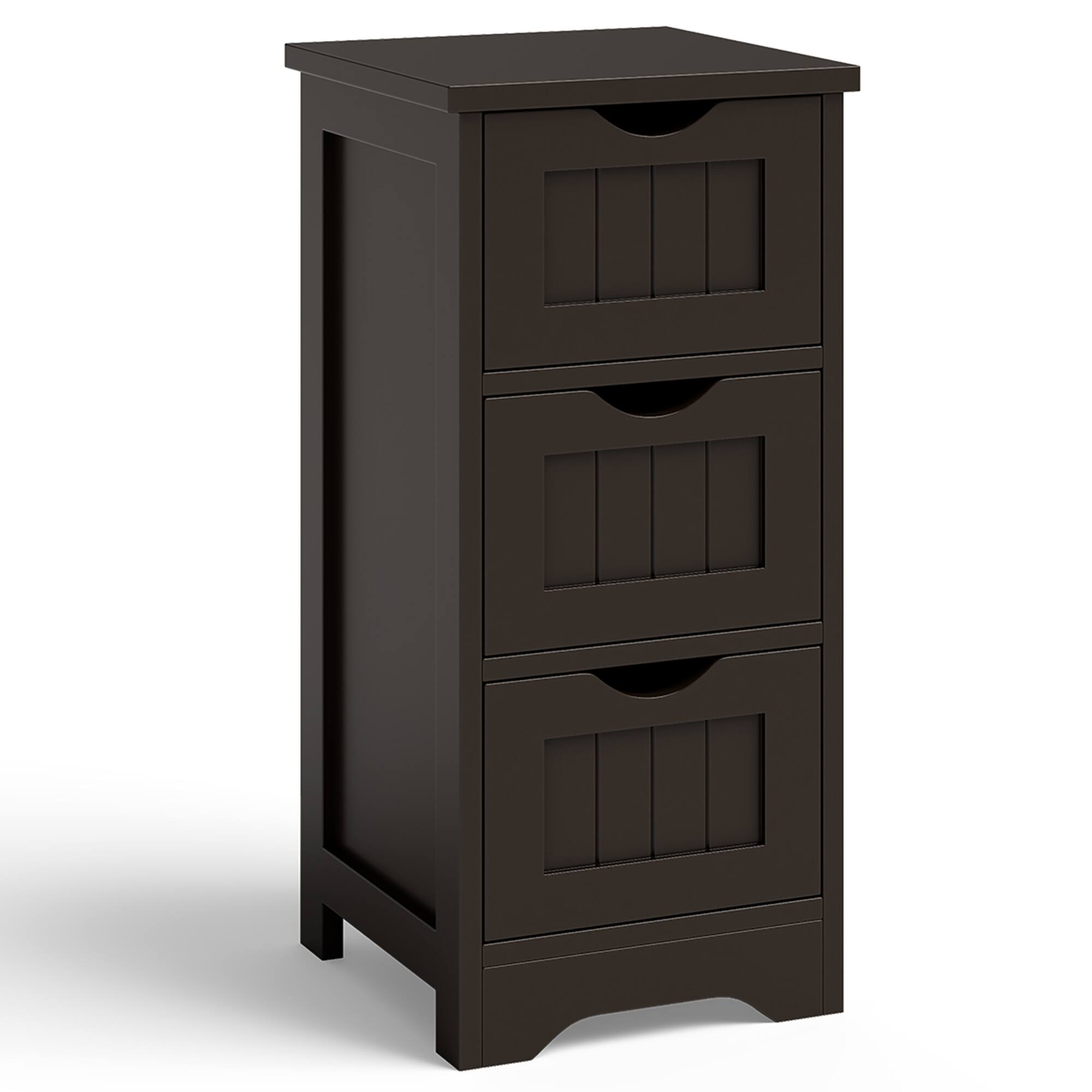 Alt View 9. Gymax - Gymax 3-Drawer Bathroom Floor Cabinet Free Standing Side Storage Organizer Nightstand Coffee - Coffee.