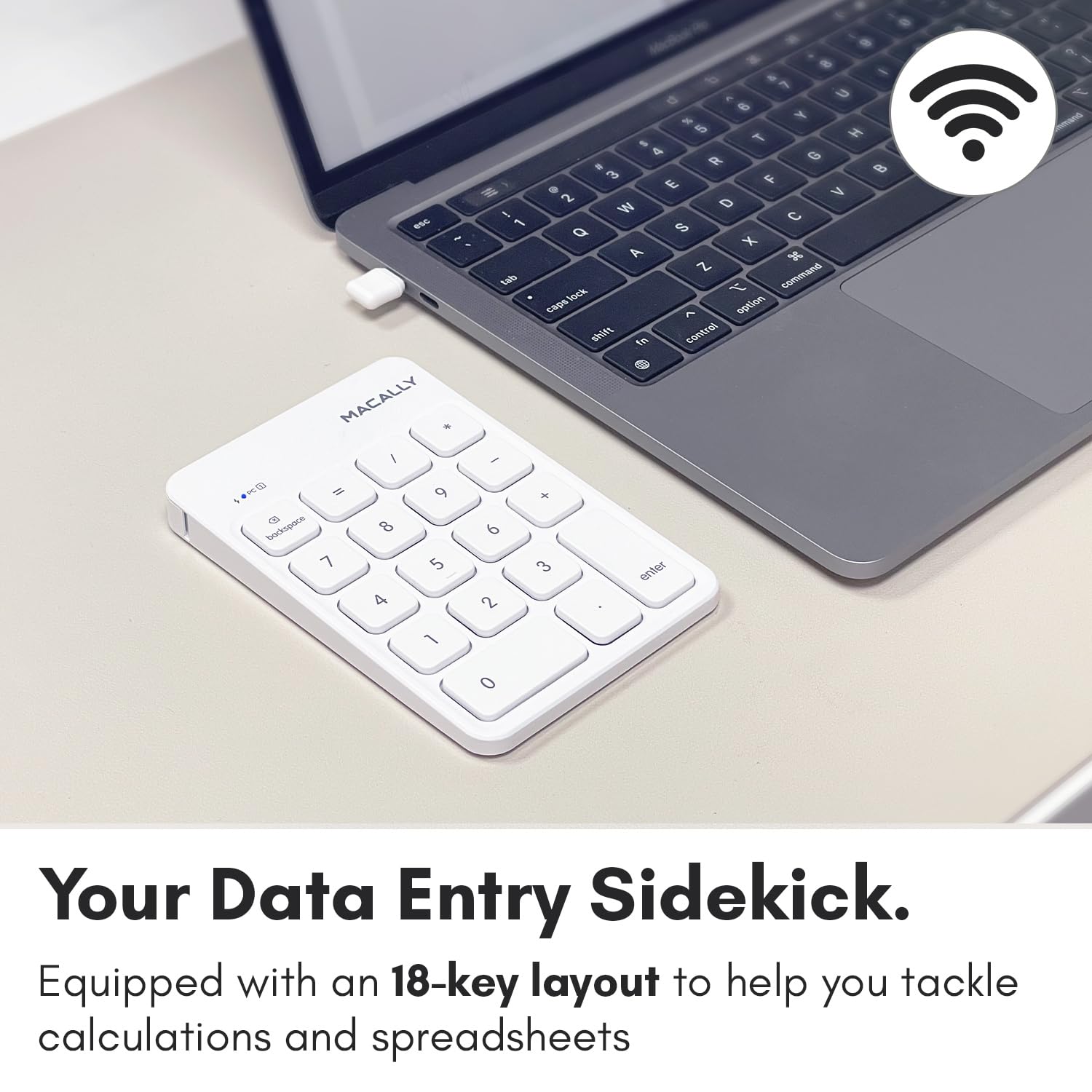 Your Data Entry Sidekick.  
Equipped with an 18-key layout to help you tackle calculations and spreadsheets.