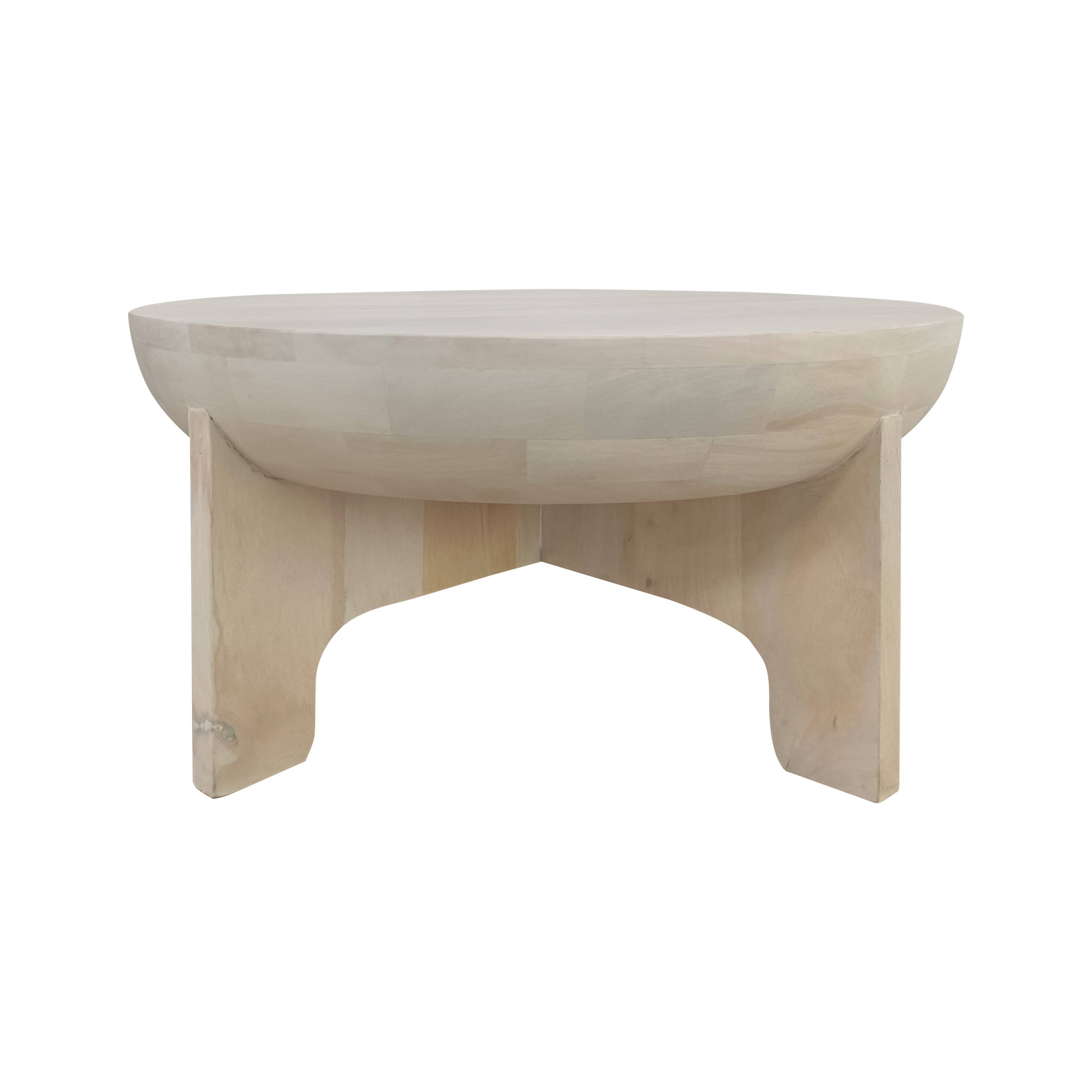 Alt View 4. Manhattan Lane - Tomas 32 Inch Coffee Table, Mango Wood Drum Top - White.