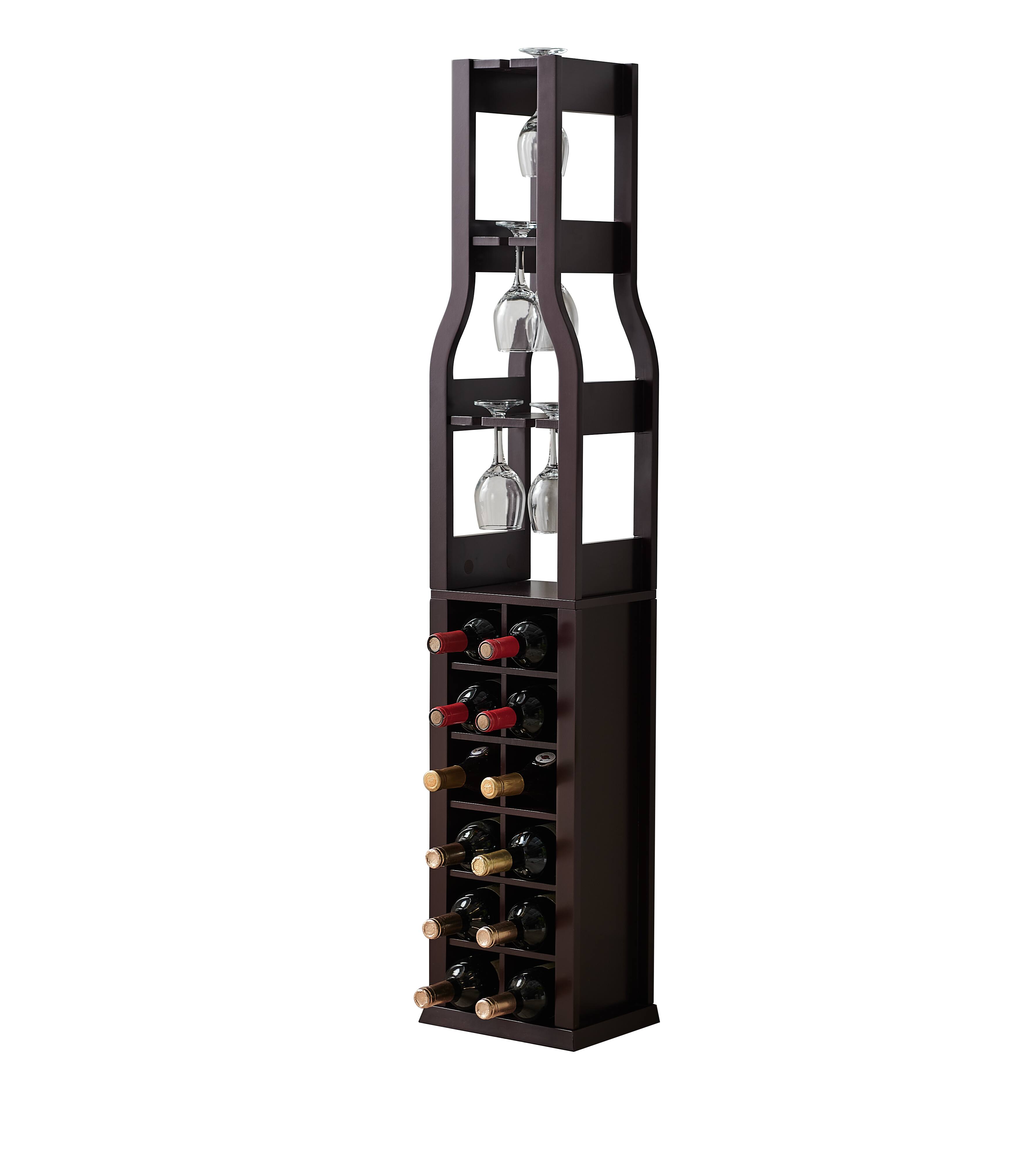 Angle. Kings Brand Furniture - Kings Brand Furniture Granger Wine Rack - 12 Bottle Wine Bar Cabinet, Dark Cherry - Dark Red.
