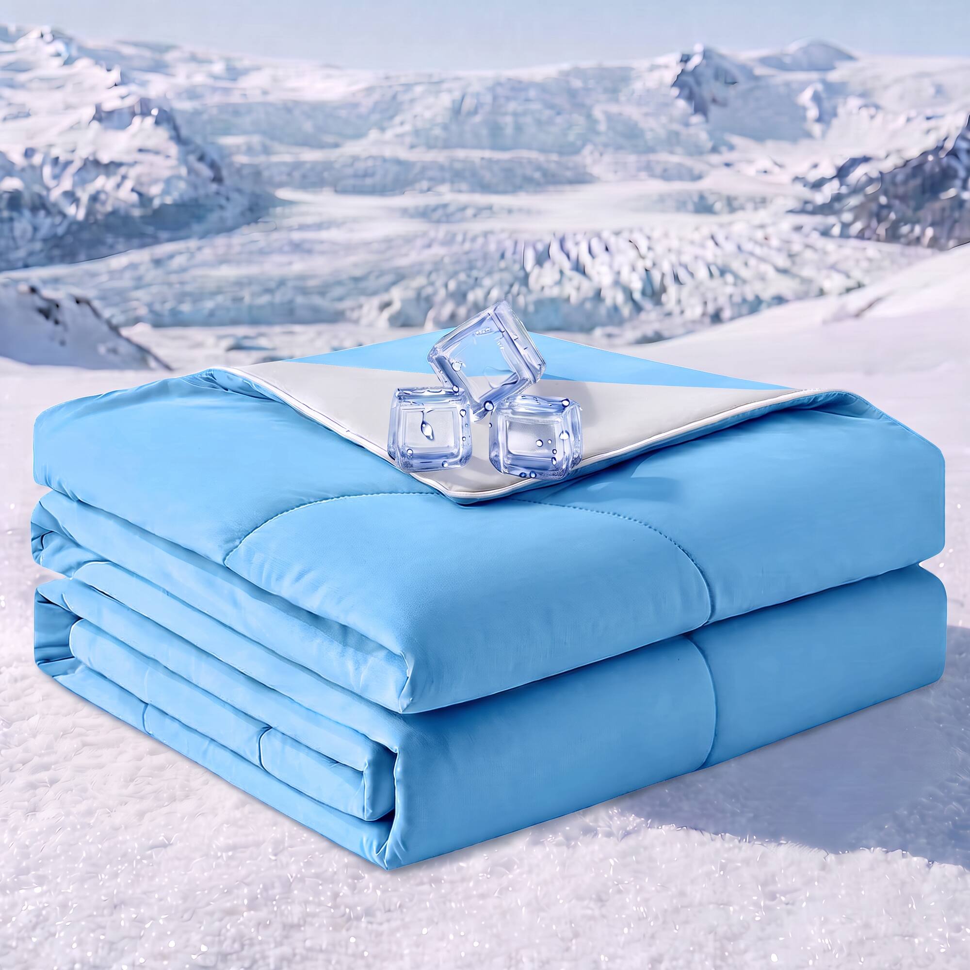Alt View 3. KERDOM - Single/Twin - Cooling Comforter for Night Sweats, Arc-Chill Q-max>0.45, Instant Cool, Breathable Cold Throw, Washable - Sea Blue.