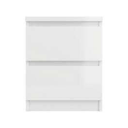 FurniFact - Nightstand with 2 Drawers and Timeless Design - White High Gloss