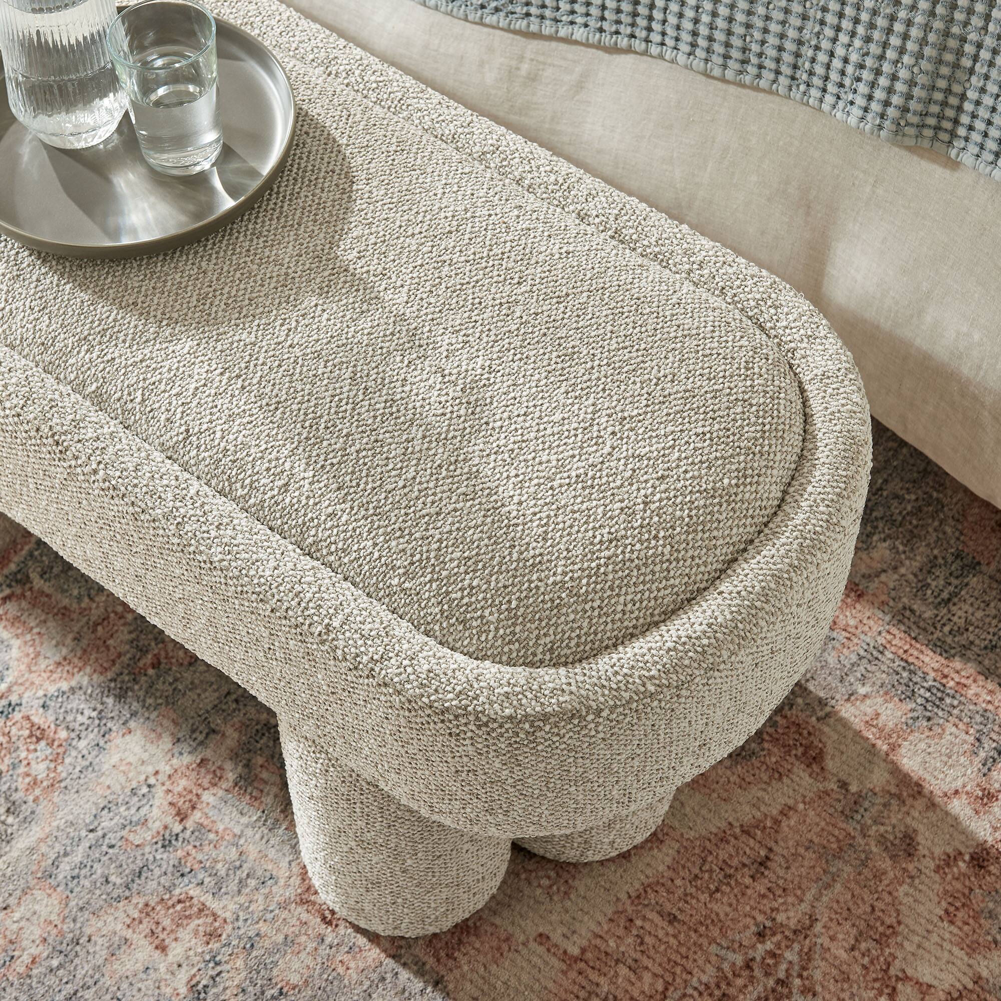 Alt View 1. Modway - Mossi 52-Inch Oval Boucle Fabric Bench by Modway - Marble.