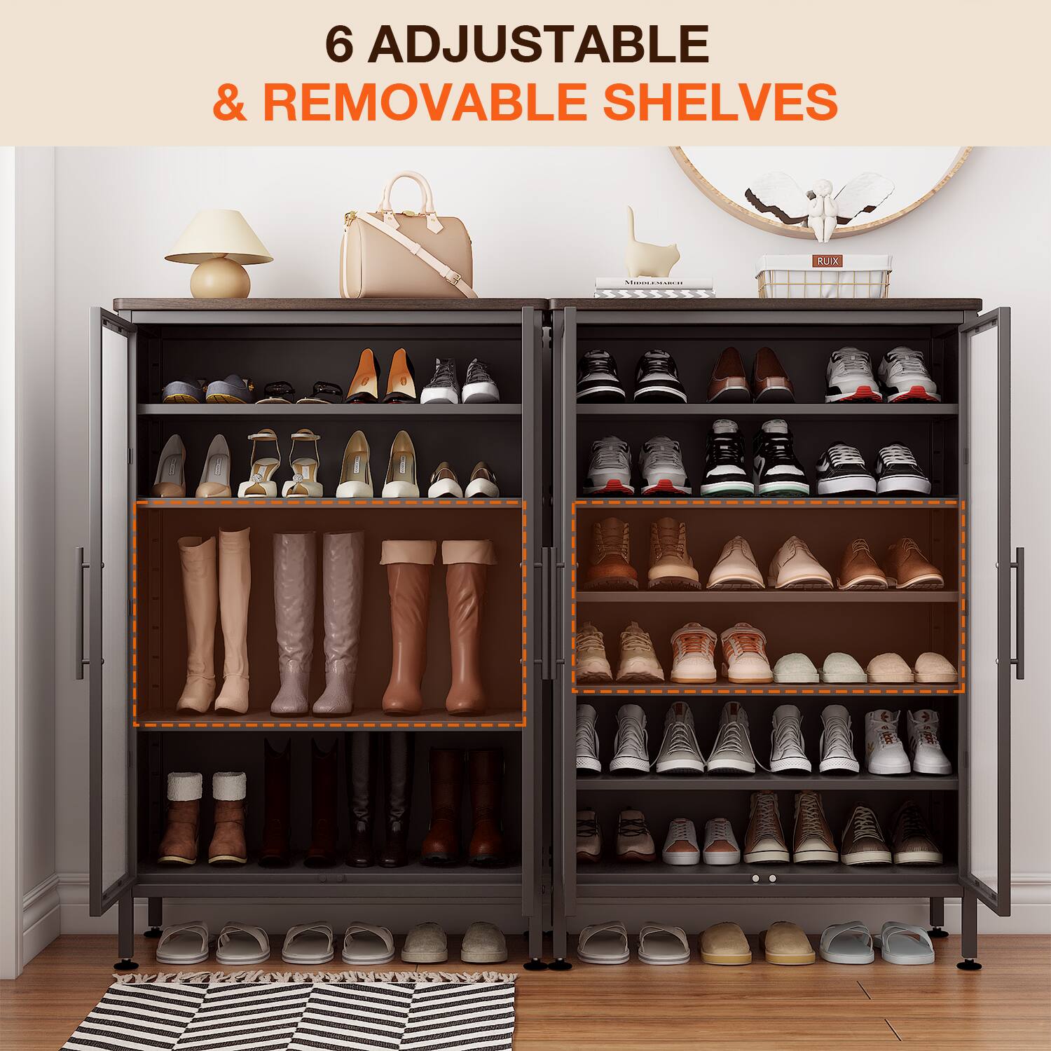 6 Adjustable & Removable Shelves
