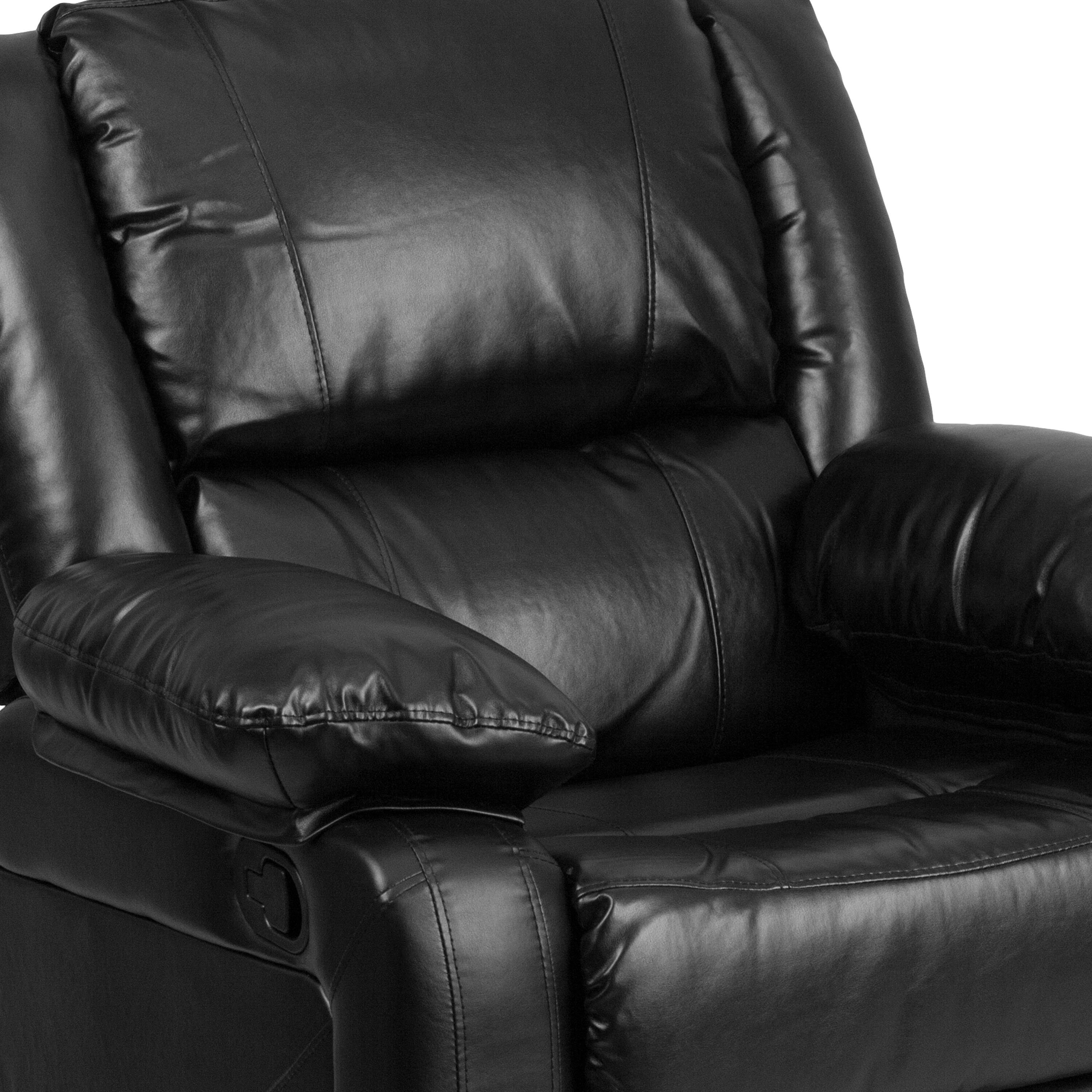 Alt View 7. Emma + Oliver - Recliner with Bustle Back and Padded Arms - Black LeatherSoft.