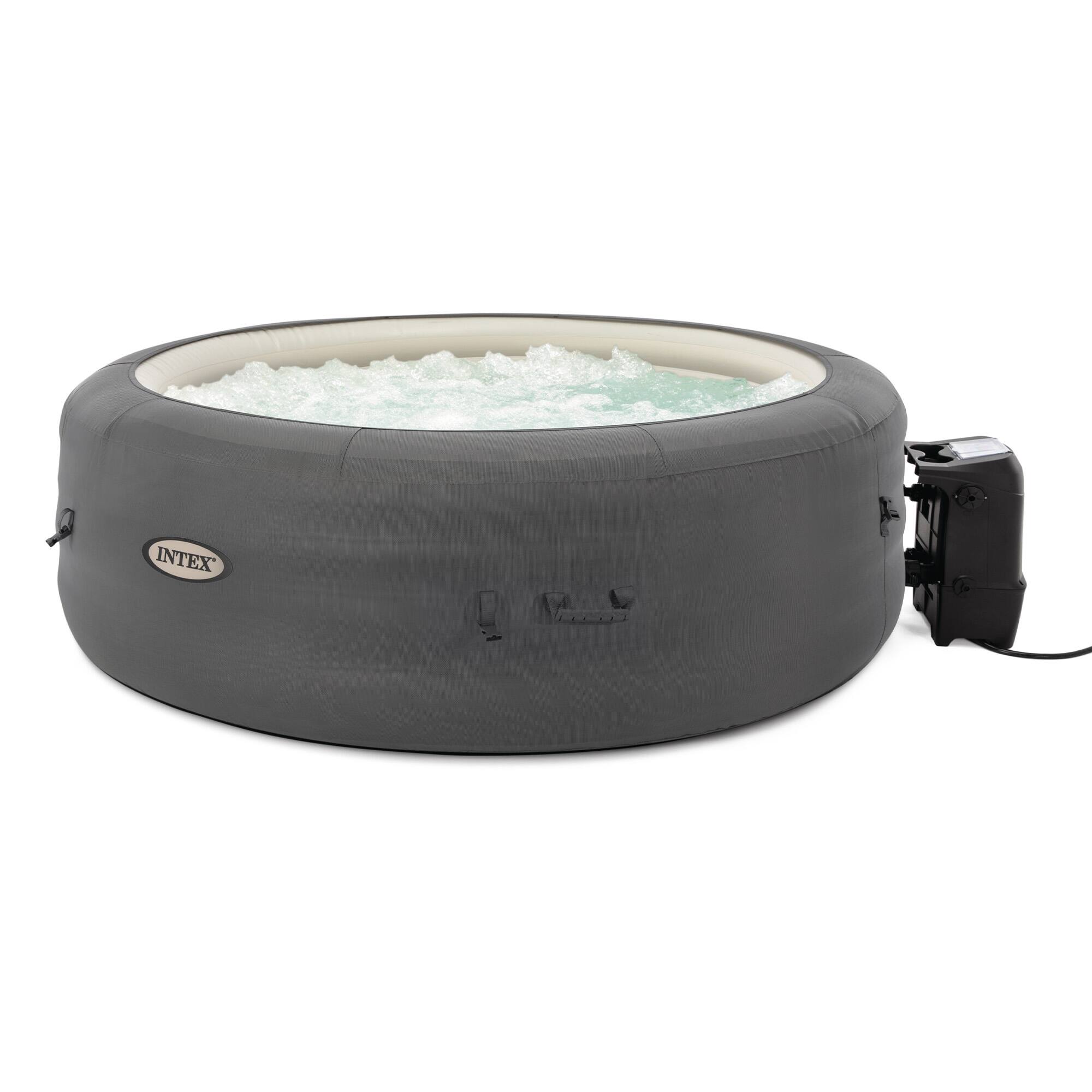 Alt View 8. Intex - Intex SimpleSpa Bubble Massage 6 Person Inflatable Hot Tub with Energy Cover - grey.