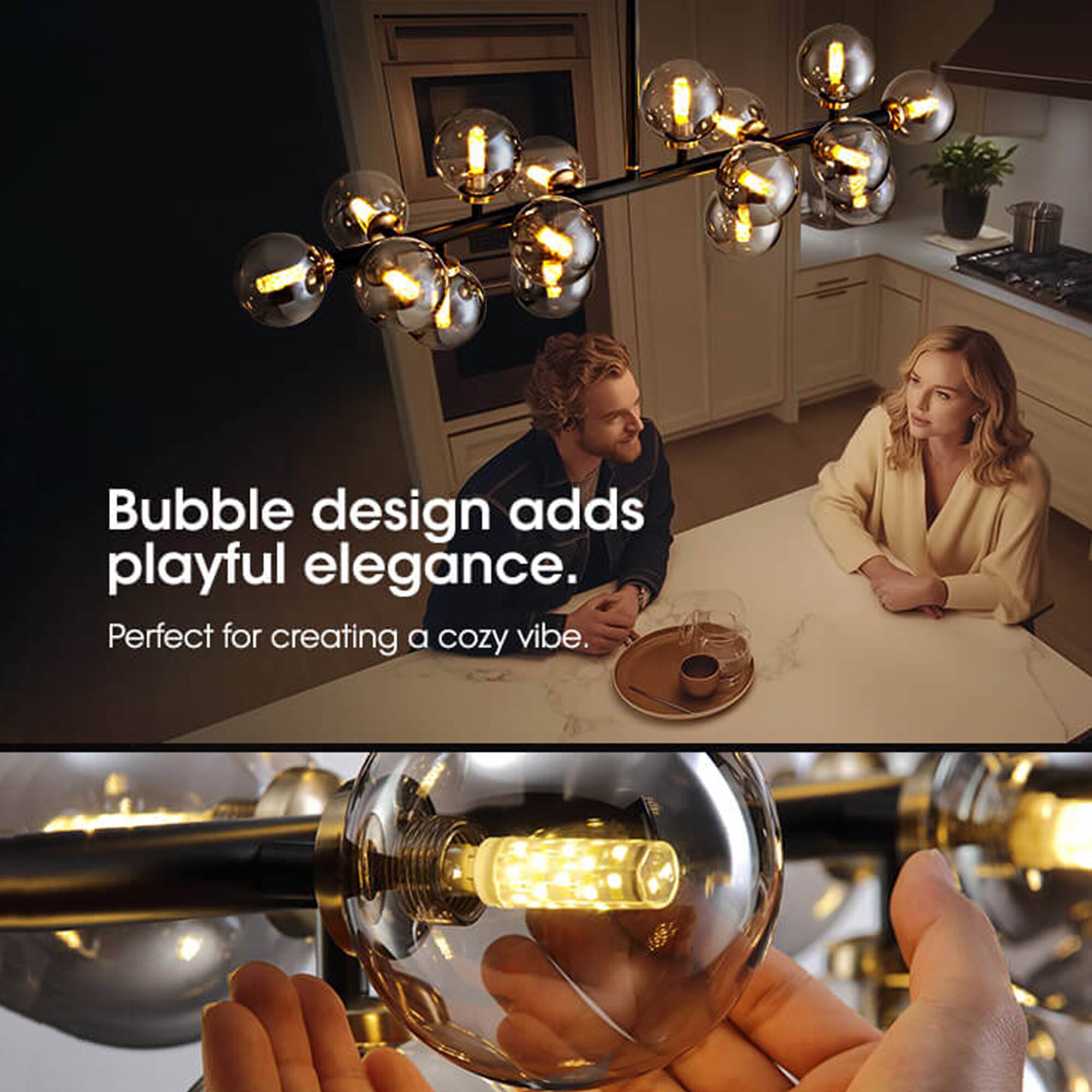 Bubble design adds playful elegance.  
Perfect for creating a cozy vibe.