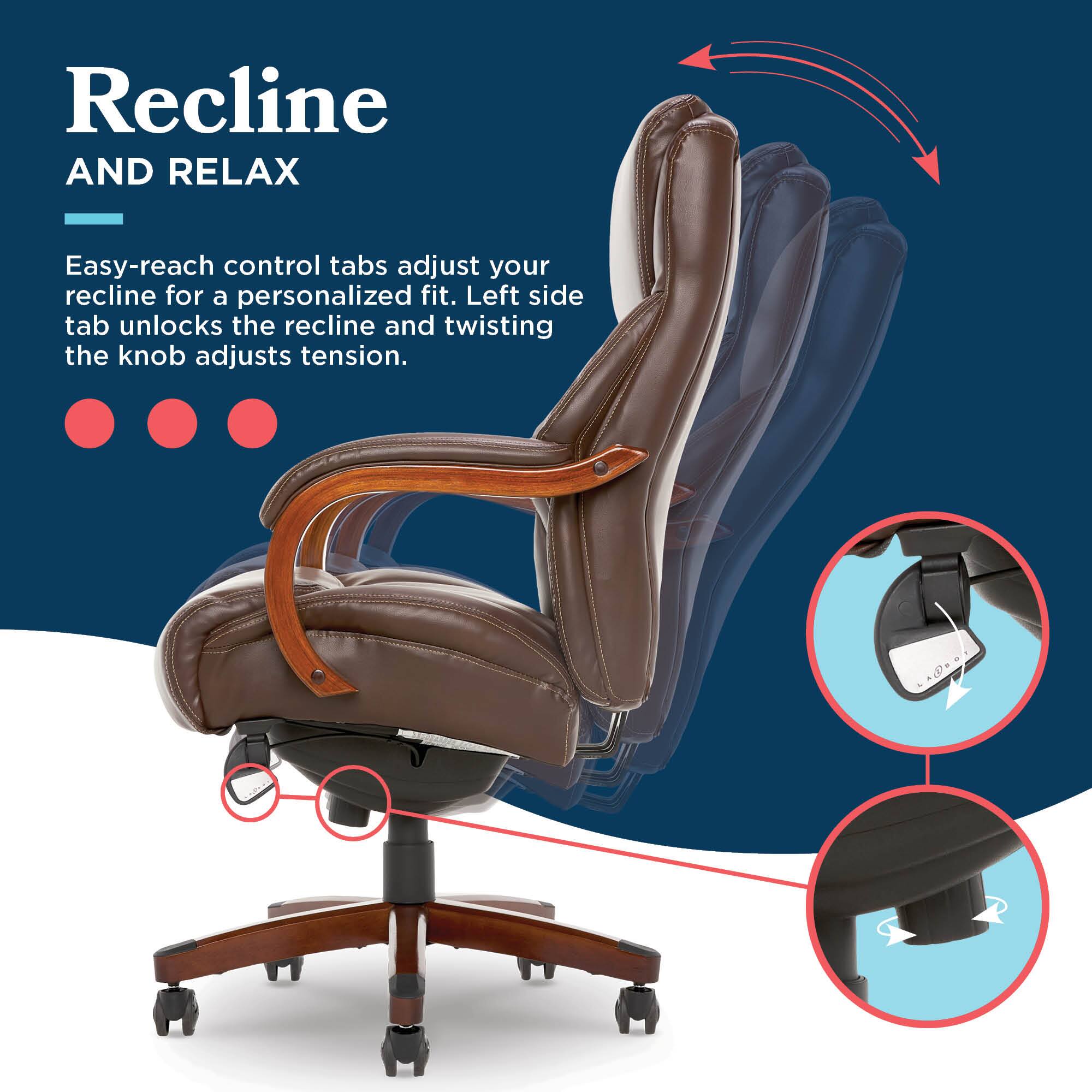 La Z Boy Delano Big & Tall Executive Office Chair, Mahogany Wood