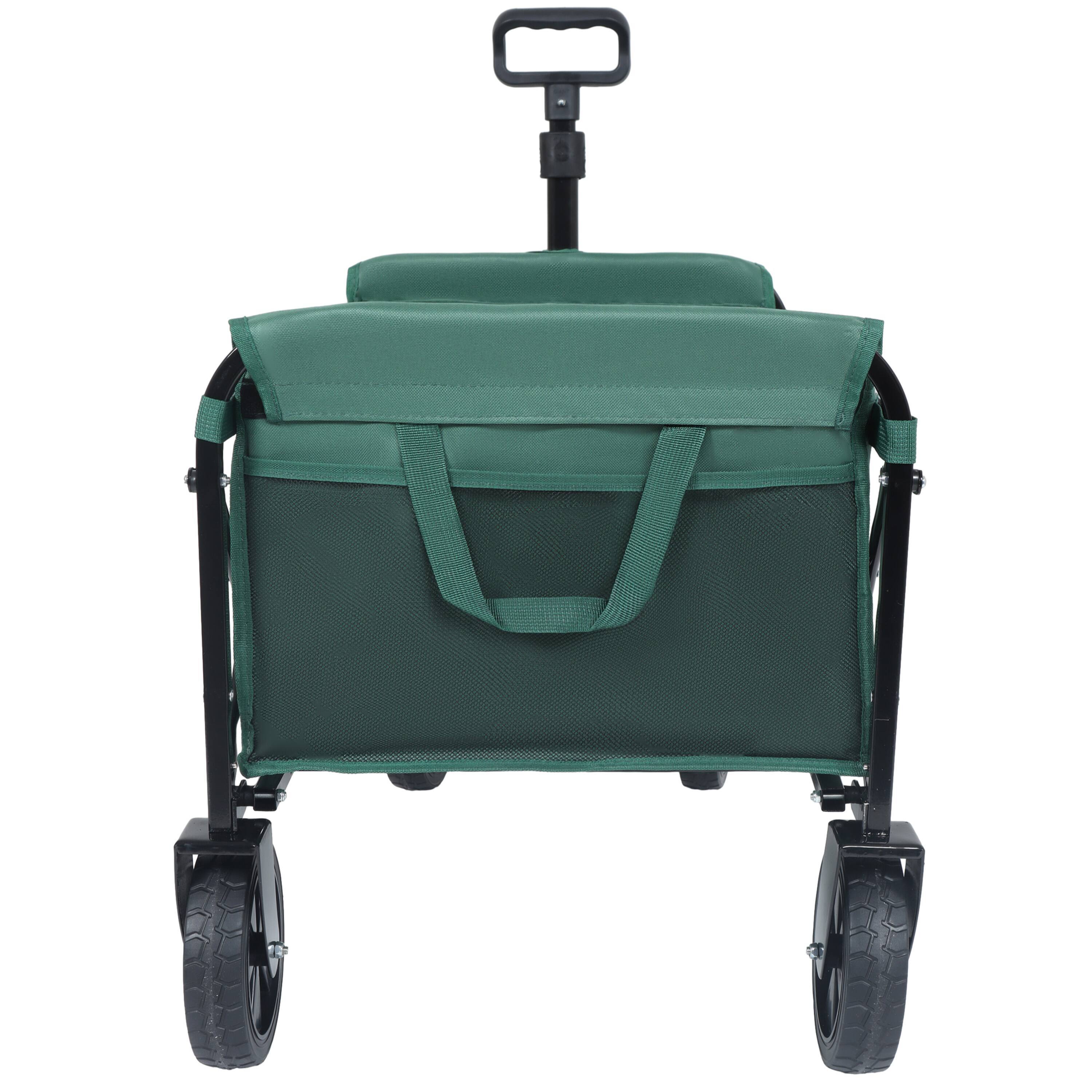Alt View 2. Mondawe - Expandable Dual-Layer Wagon Utility Carts w/ 225LBS Capacity, 360° All-Terrain Wheels - Bright Green.