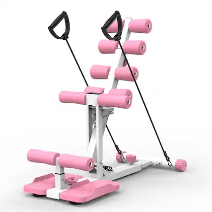 Front. HTUTWOO - Deep Squat Machine - Glutes Trainer with Resistance Bands, Squat Assist Trainer for Core & Legs Workout, for Home Gym - Pink.