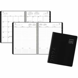 AT-A-GLANCE - Large Monthly Weekly 12 Month January 2026 to December 2026 8 1/4 x 11 Wire Bound Black Gold Planner