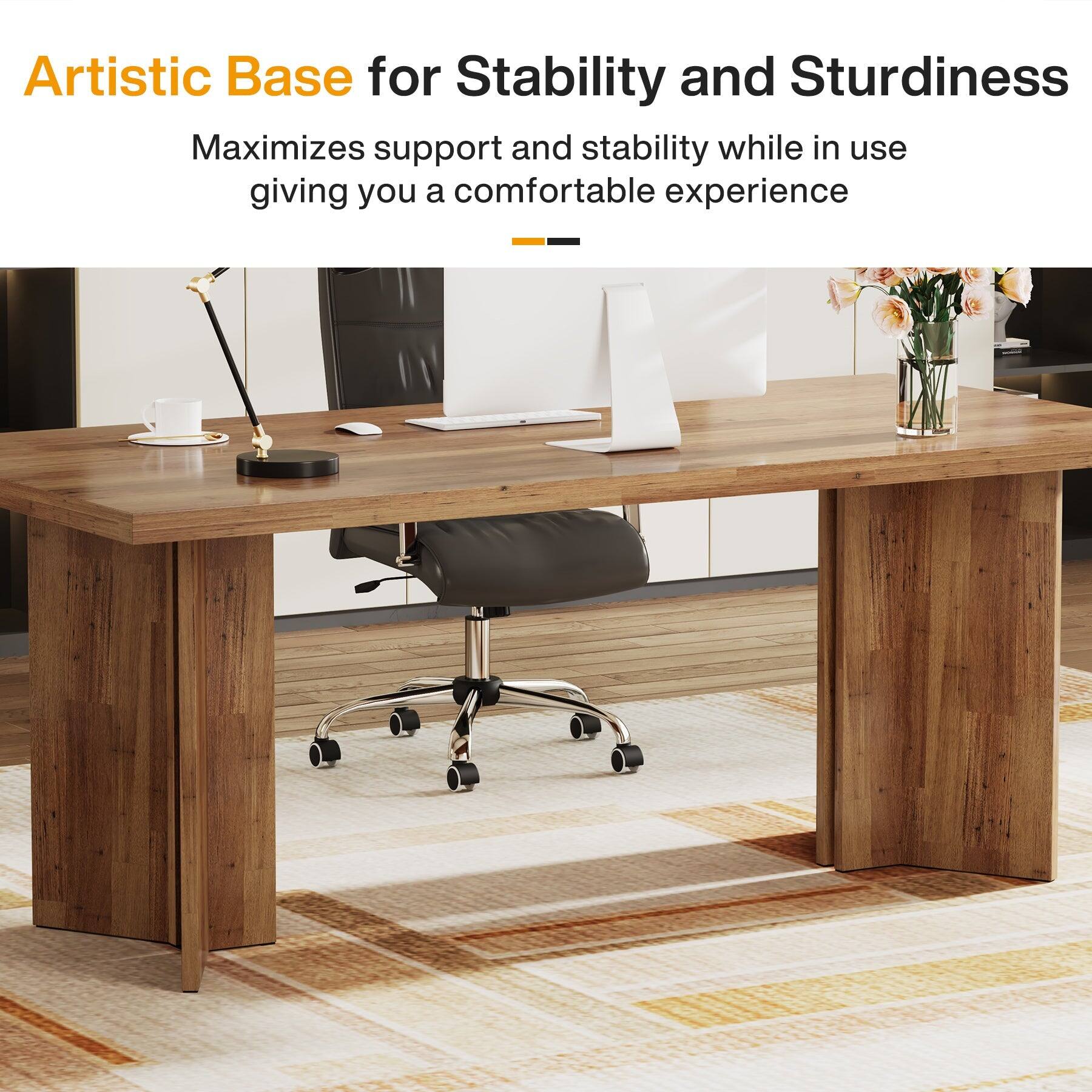 Tribesigns Farmhouse Work Table with Engineered Wood Construction and ...
