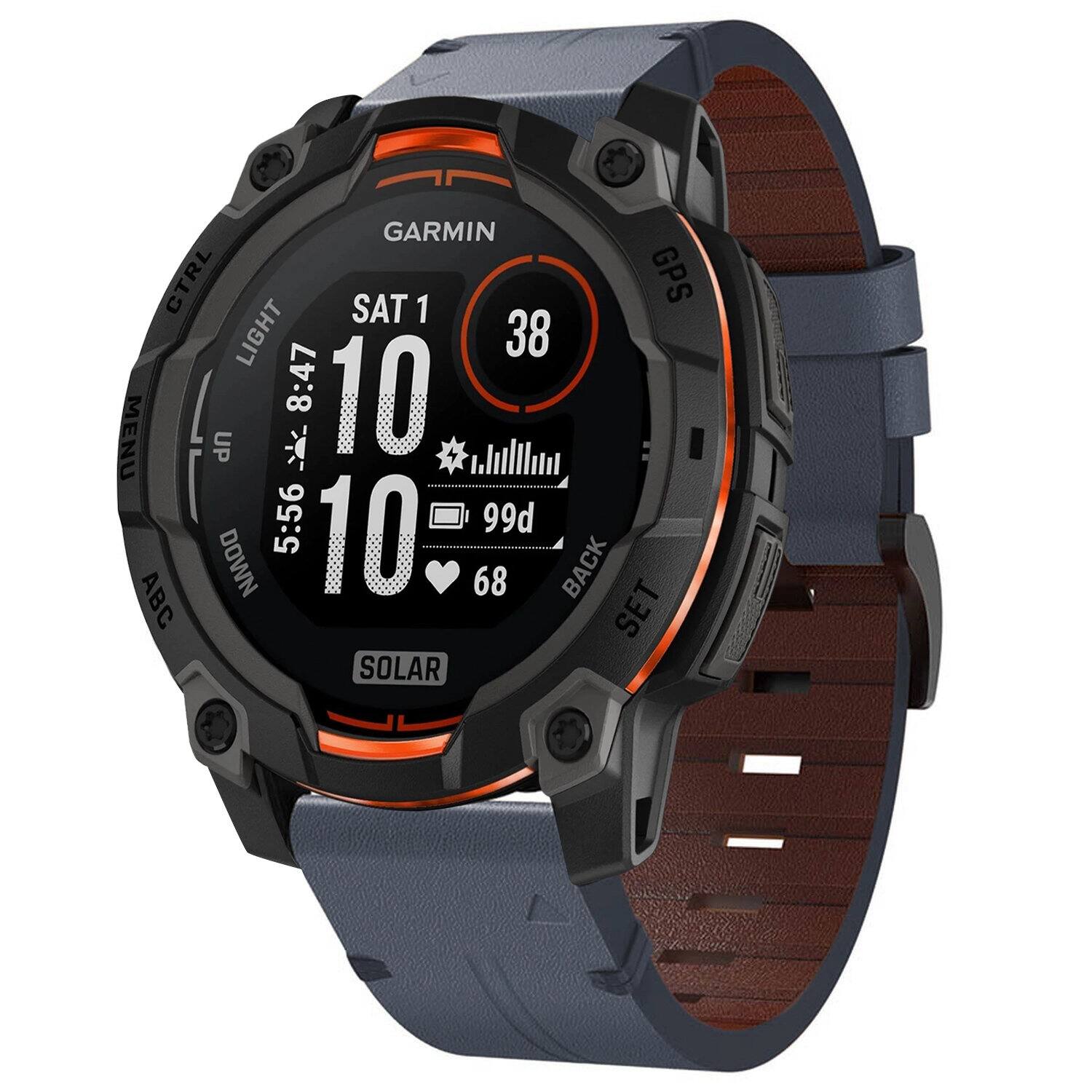 GARMIN CTRL GPS SAT 1 LIGHT 38 8:47 10 MENU UP i 5:56 99d DOWN 10 68 BACK ABC SET SOLAR
