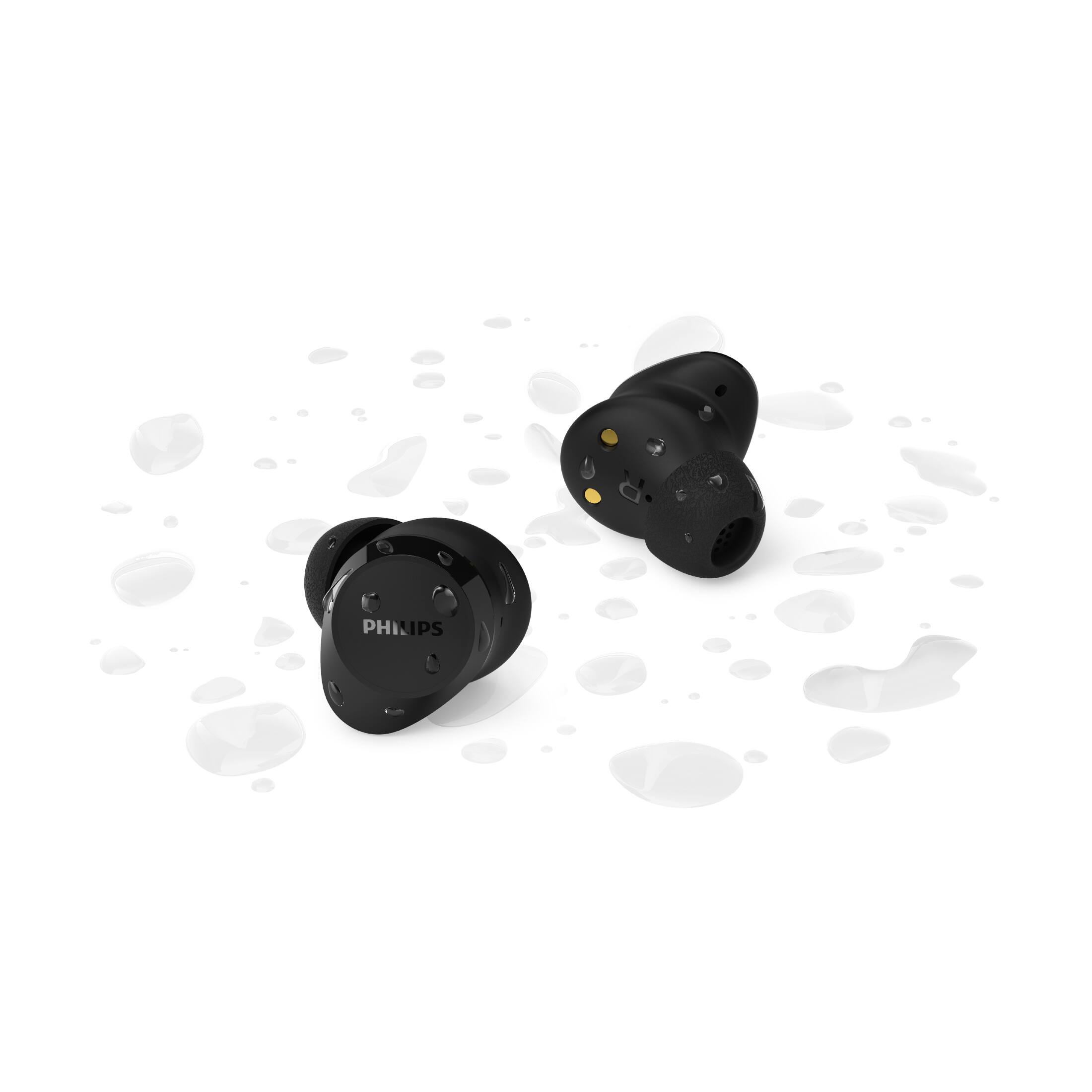 Angle. Philips - TAT1300 True Wireless In-Ear Bluetooth Earbuds with SecureFit Ear Tips, 24H Playtime - Black.